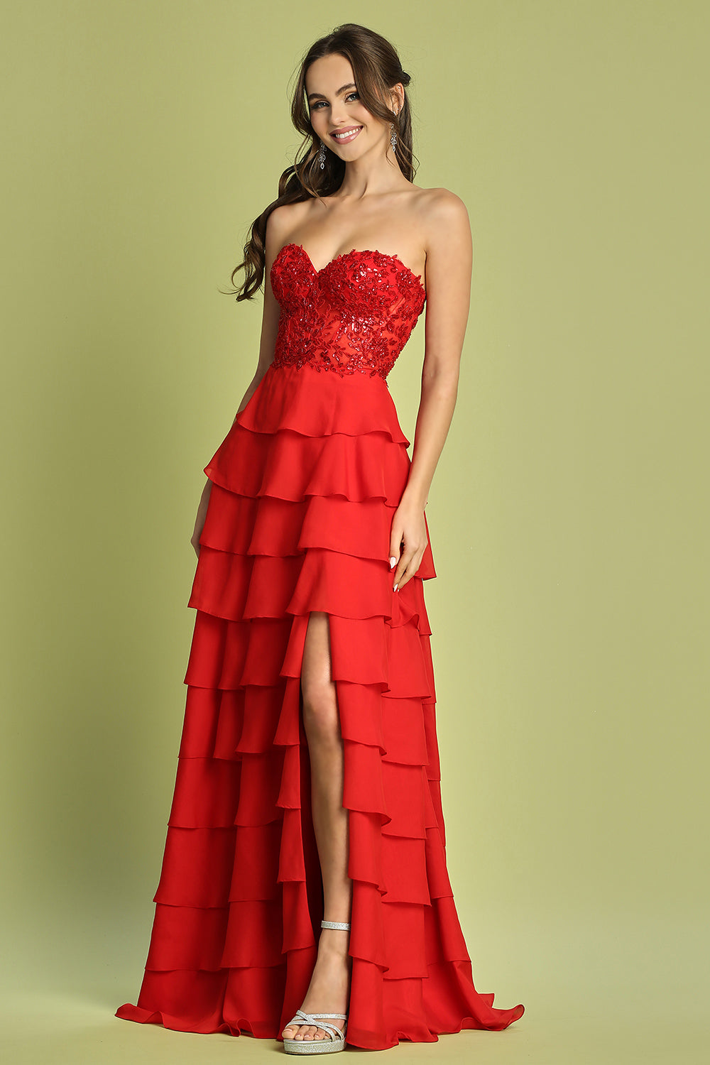 ELITA | Strappy Shimmer Glitter Red Formal Dress – Envious Bridal & Formal