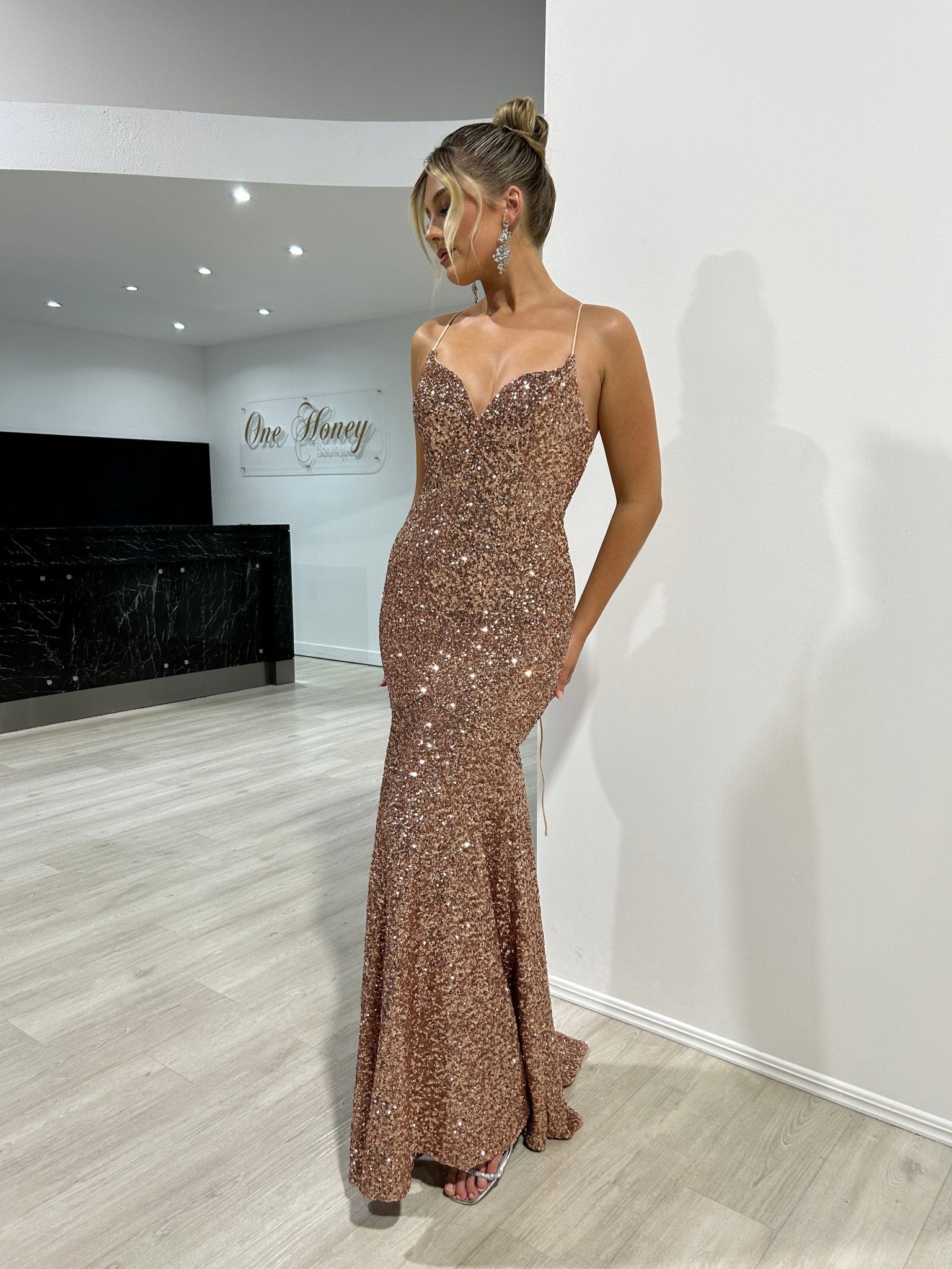 NORMA Sequin Hidden Corset Mermaid Prom & Formal Dress in Australia | One Honey Boutique