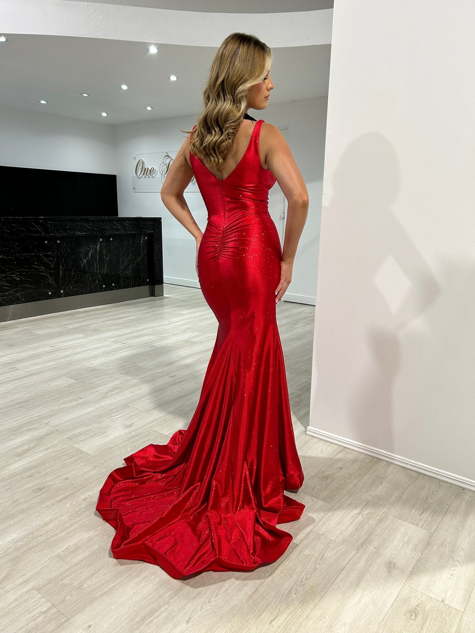 RISTA Stretch Shimmer Glitter Satin Mermaid Formal Dress in Australia | One Honey Boutique