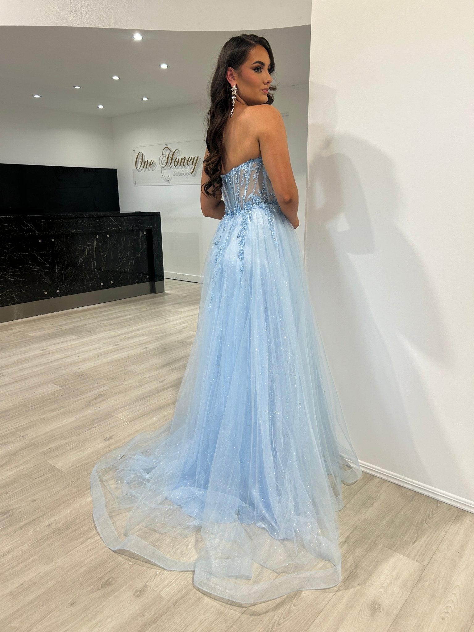 YZMA Strapless Bustier Tulle A - Line Formal Dress in Australia | One Honey Boutique