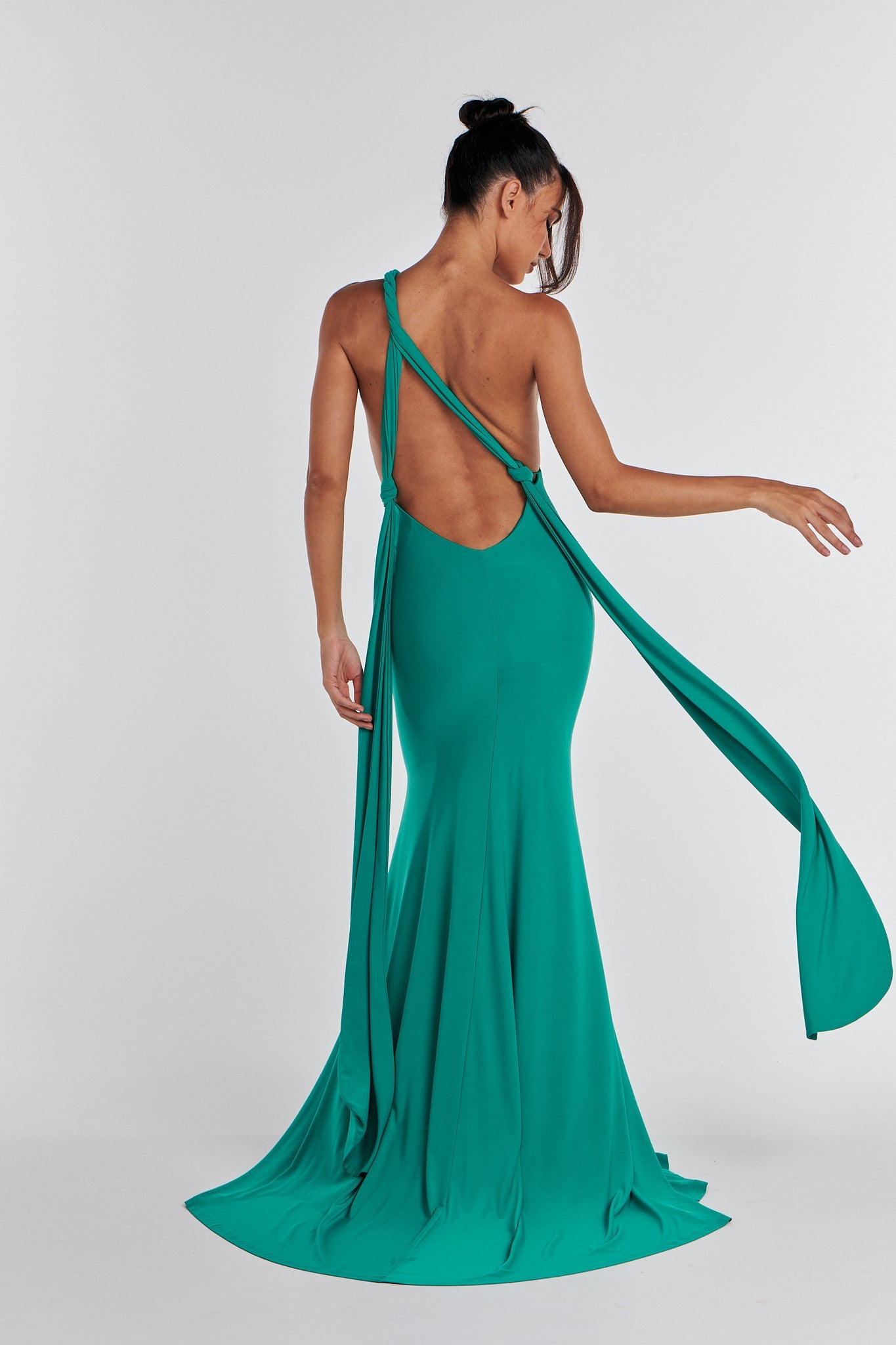 MÉLANI The Label ELIANA Jade Multi Tie Backless Bridesmaid Formal Gown