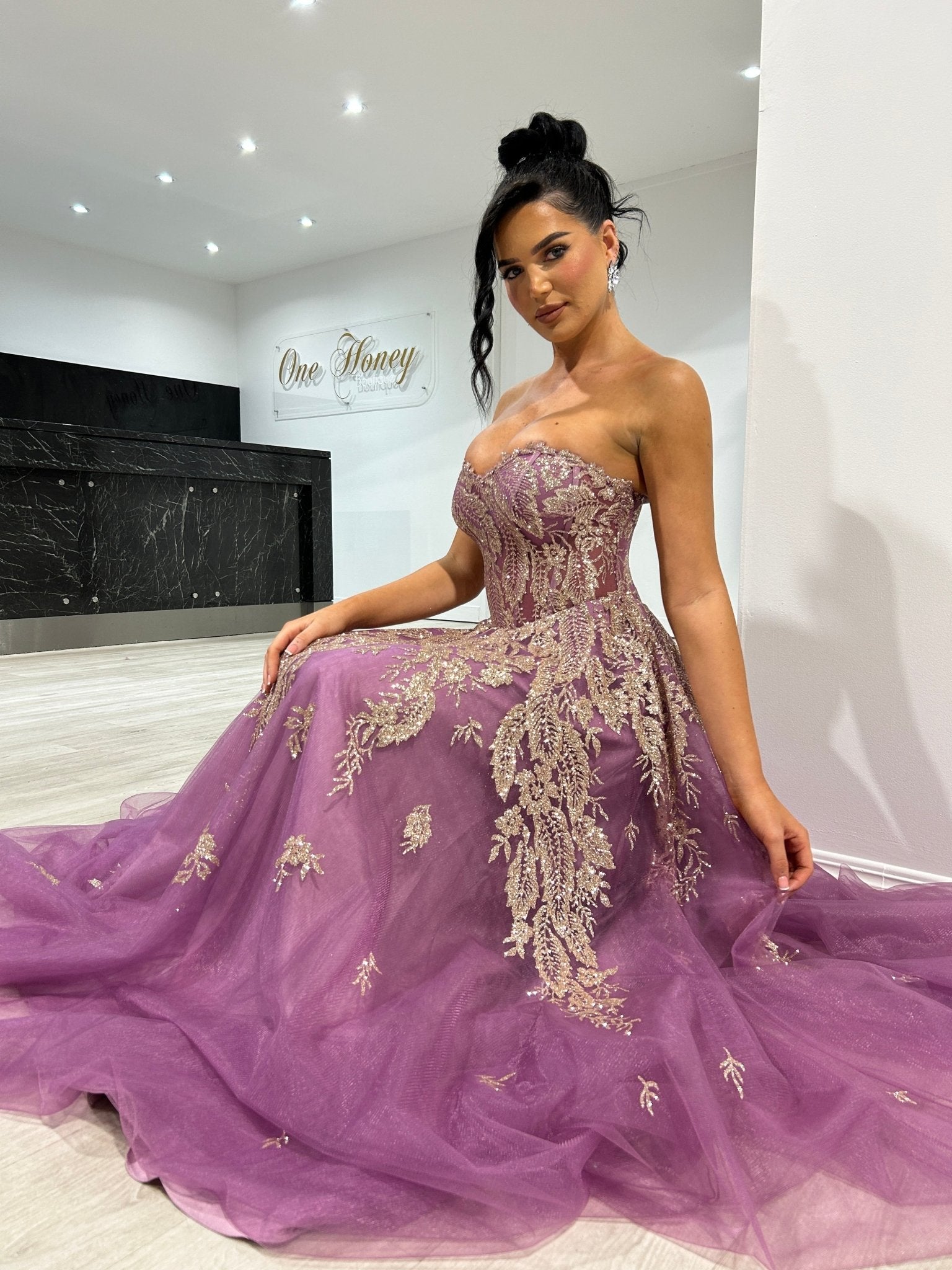 MERCER Strapless Glitter Ball Gown Formal Dress in Australia | One Honey Boutique