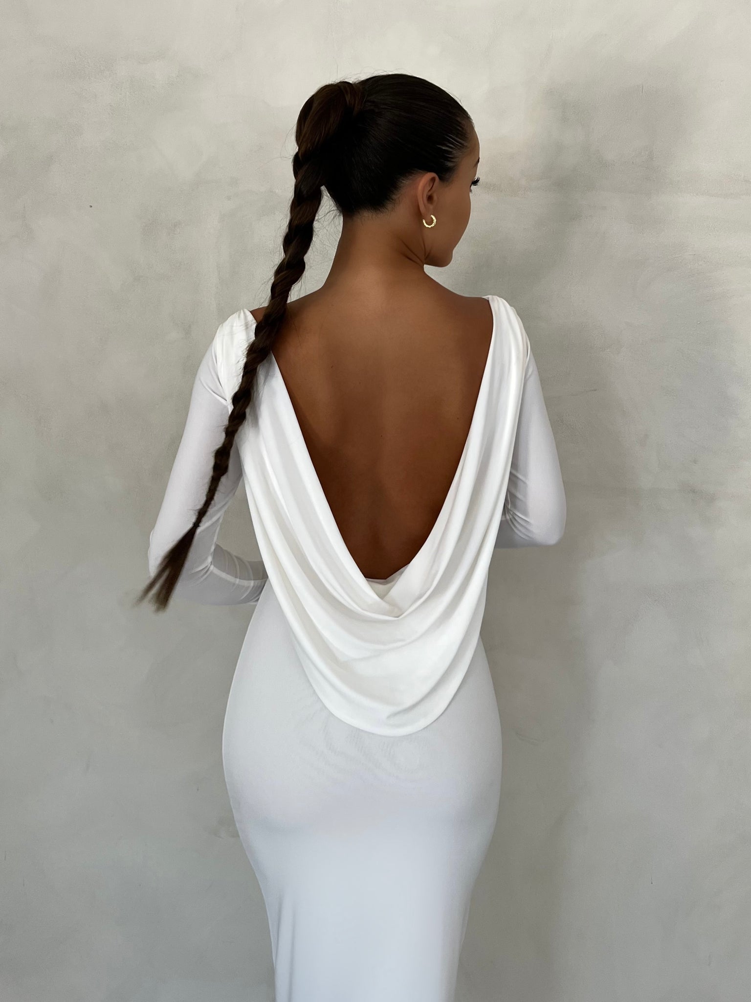 MÉLANI The Label AMARI White Reversible Long Sleeve Dress