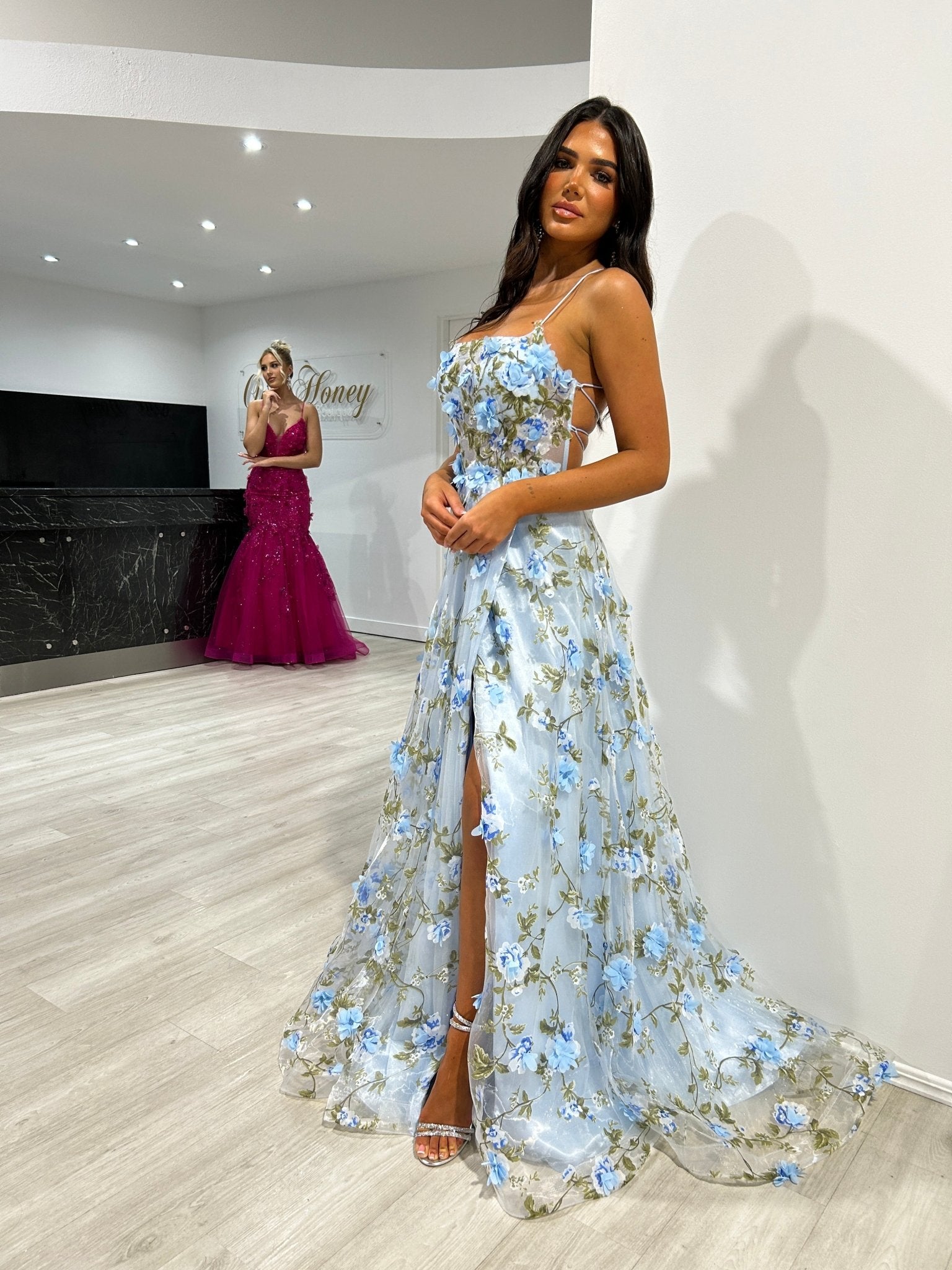Honey Couture PORTAFINA Floral A Line Formal Dress in Australia | One Honey Boutique