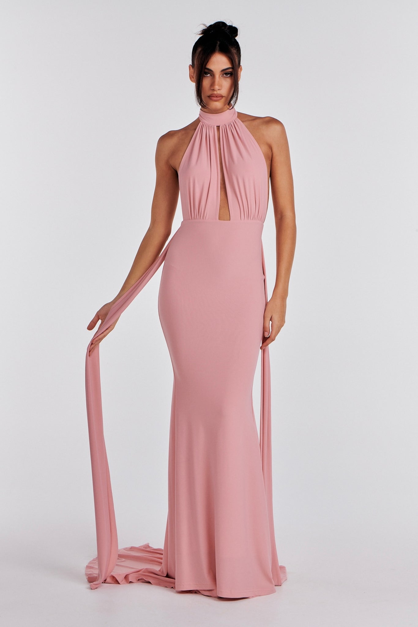 MÉLANI The Label LUCIA Blush Keyhole Neckline Backless Bridesmaid Formal Gown