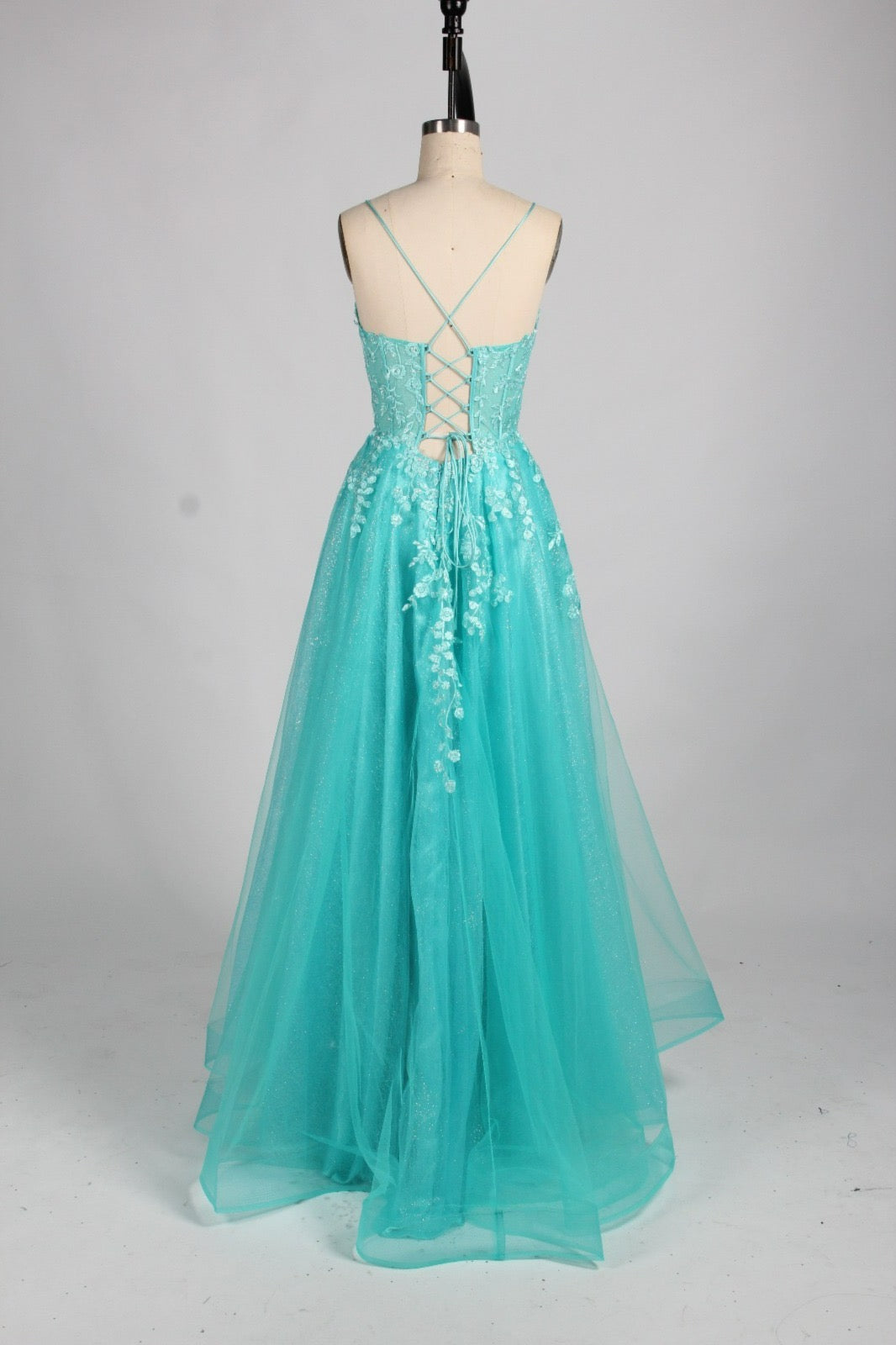 Honey Couture KAELA Lace & Mesh Feature Tulle Formal Dress