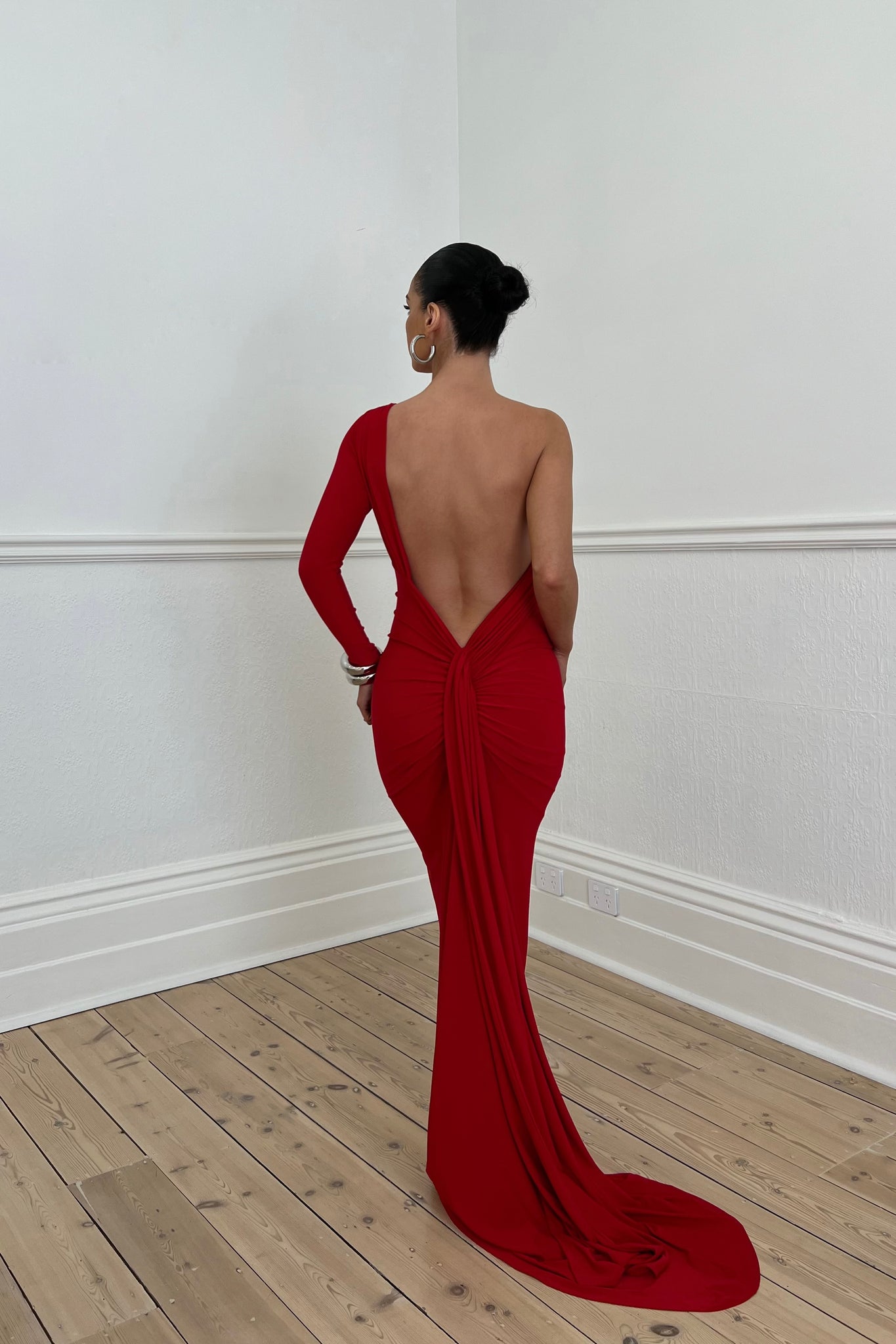 MÉLANI The Label ACAI Red One Sleeve Low Back Dress