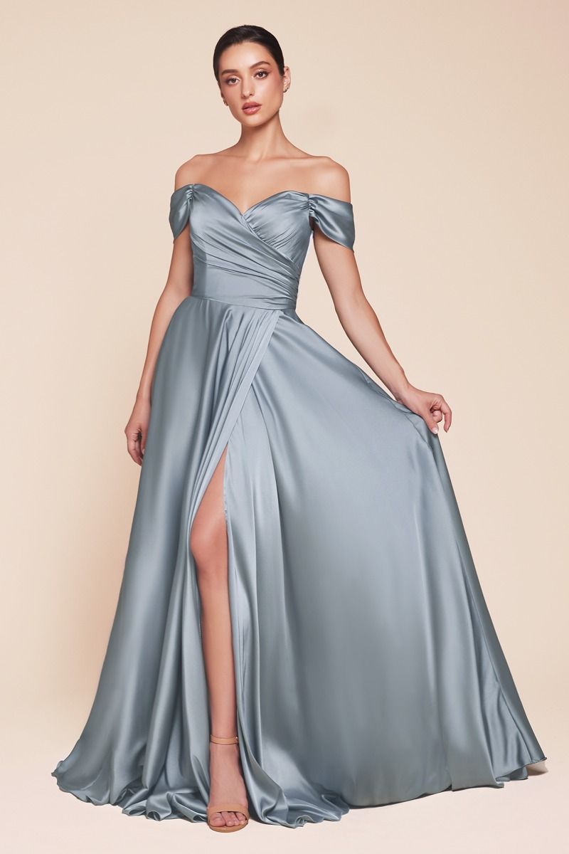 AURA Curve Off Shoulder Silky A Line Bridesmaid Formal Dress