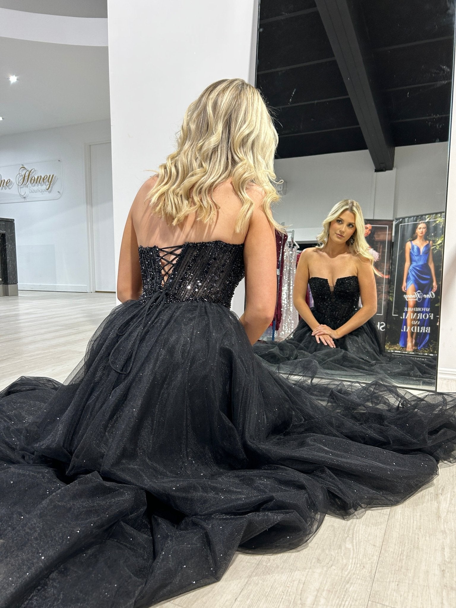 LEIA Strapless Bustier Tulle A - Line Ball Gown Formal Dress in Australia | One Honey Boutique