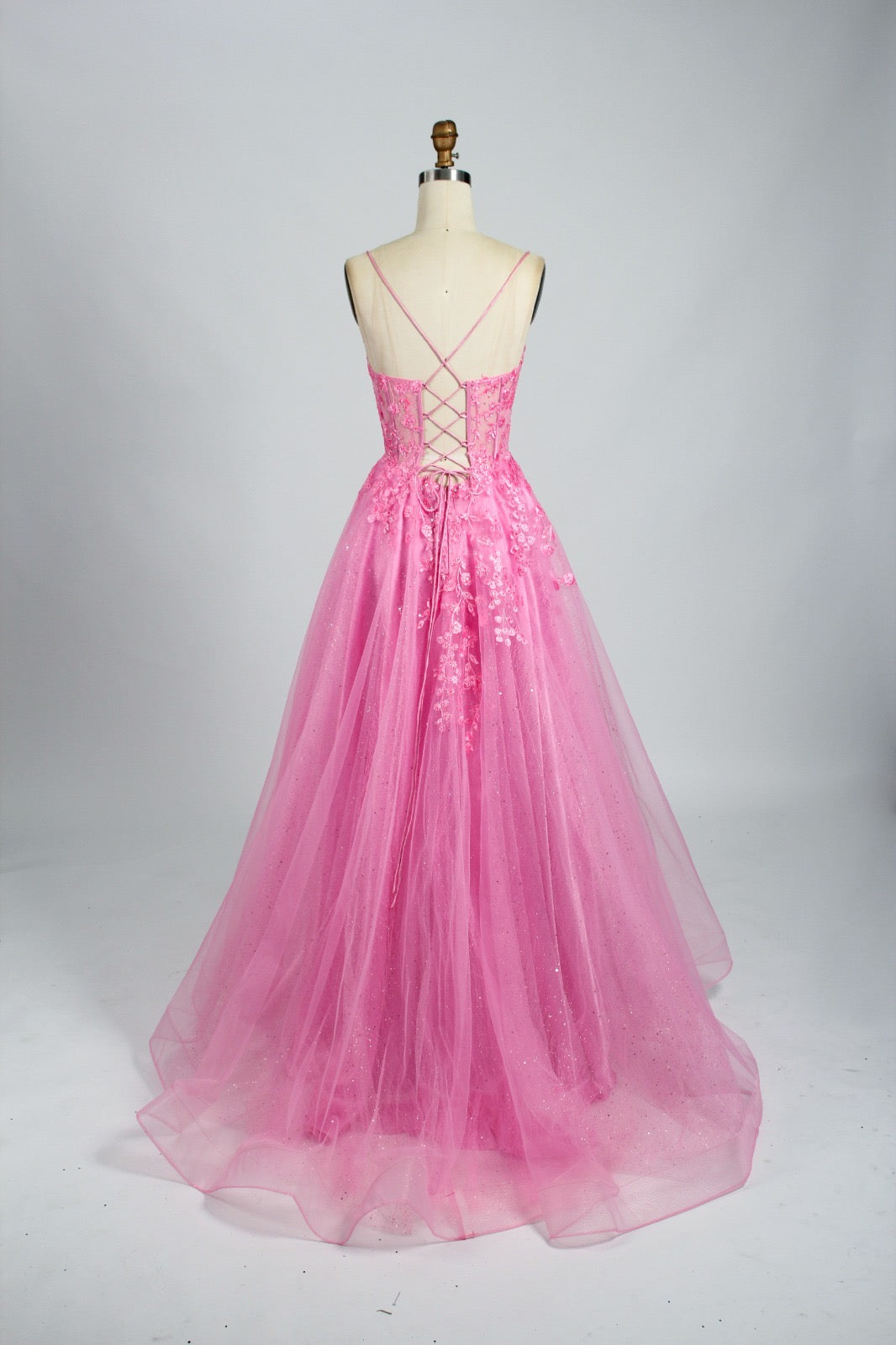 Honey Couture KAELA Lace & Mesh Feature Tulle Formal Dress