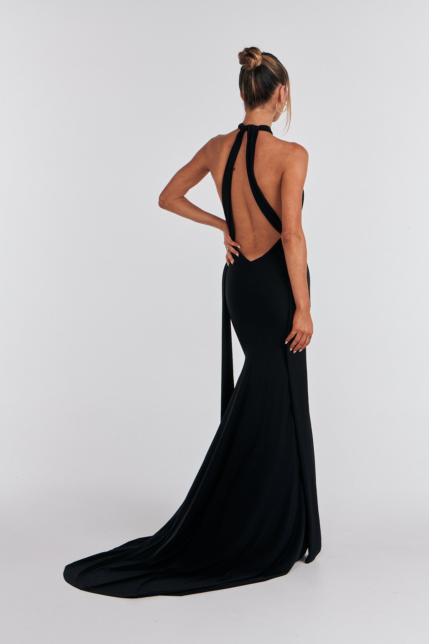 MÉLANI The Label ELIANA Black Multi Tie Backless Bridesmaid Formal Gown