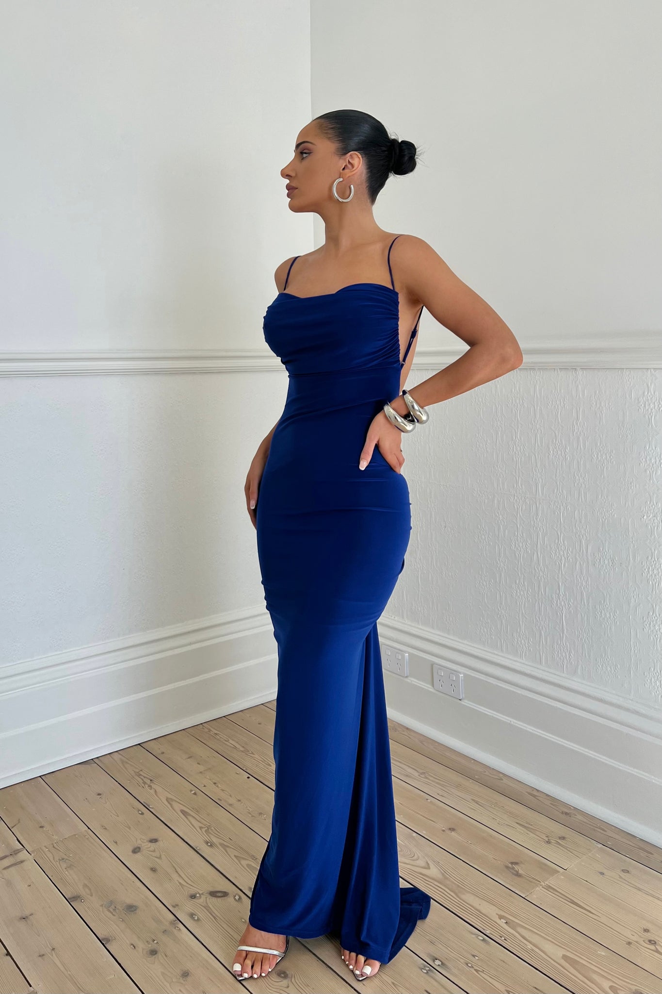 MÉLANI The Label CELINA Royal Blue Bum Ruched Backless Dress