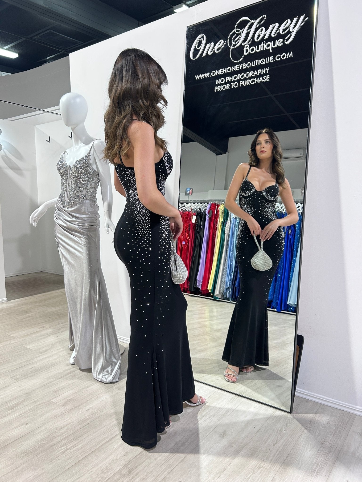 JAYDAH Ombre Diamante Semi Formal & Prom Dress in Australia | One Honey Boutique