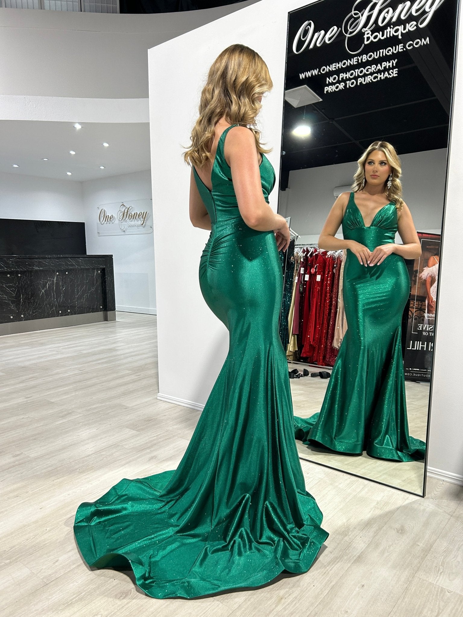 RISTA Stretch Shimmer Glitter Satin Mermaid Formal Dress in Australia | One Honey Boutique