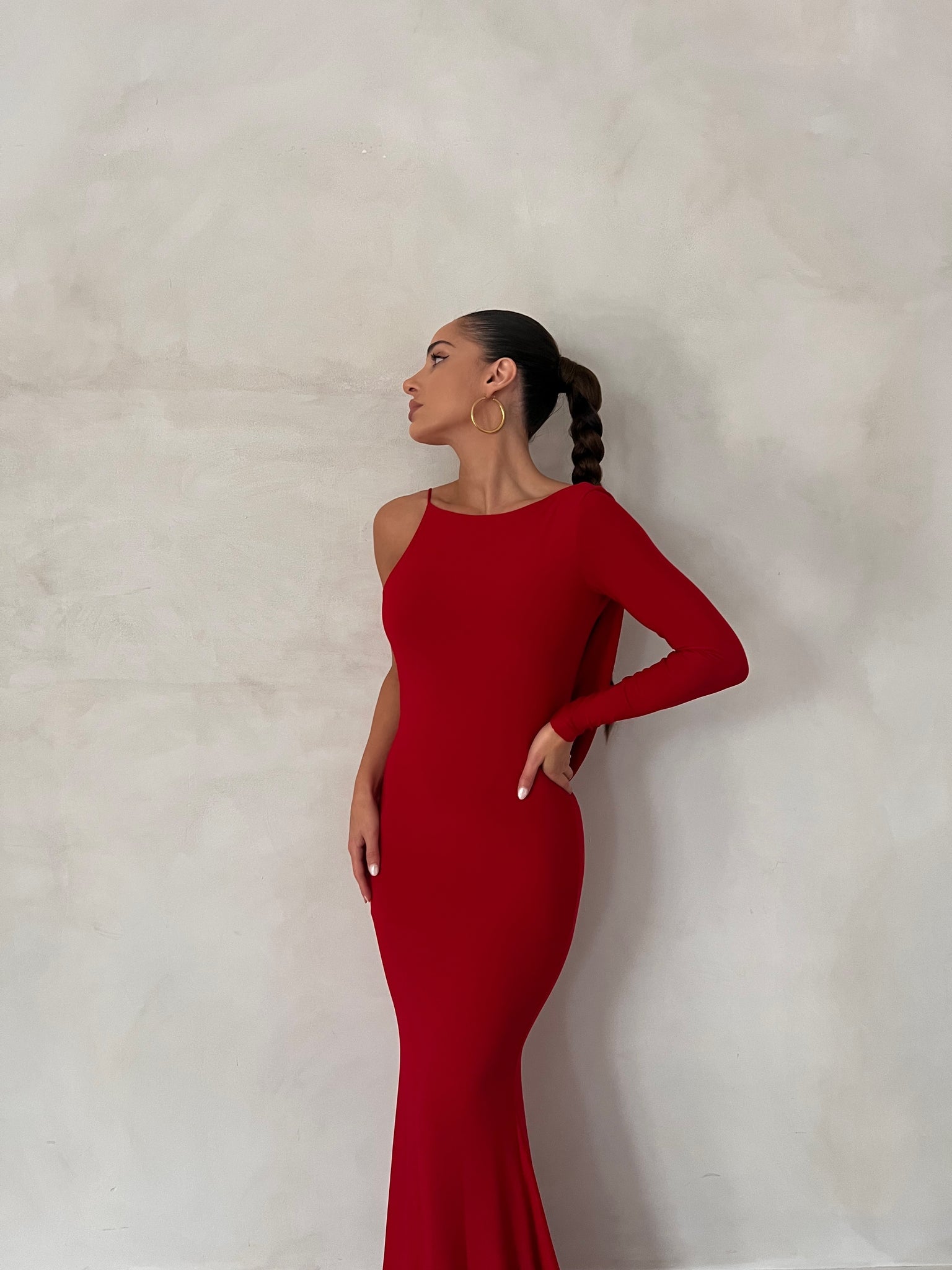 MÉLANI The Label EMILIA Red Reversible One Sleeve Dress