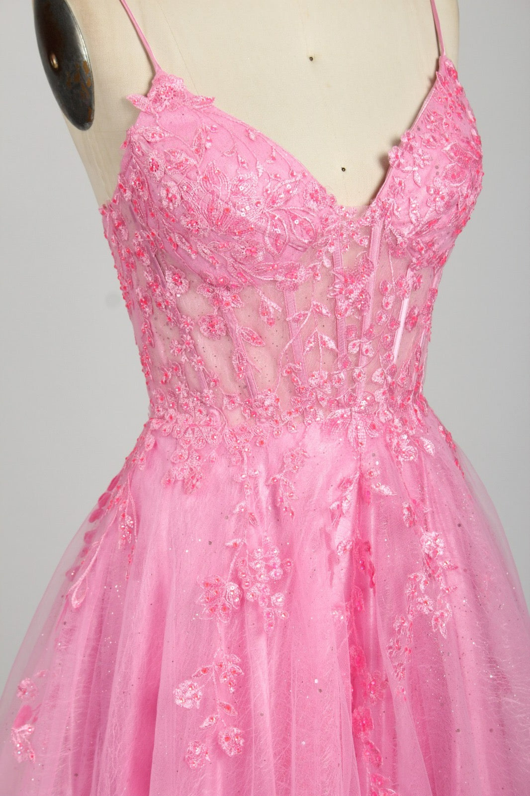 Honey Couture KAELA Lace & Mesh Feature Tulle Formal Dress