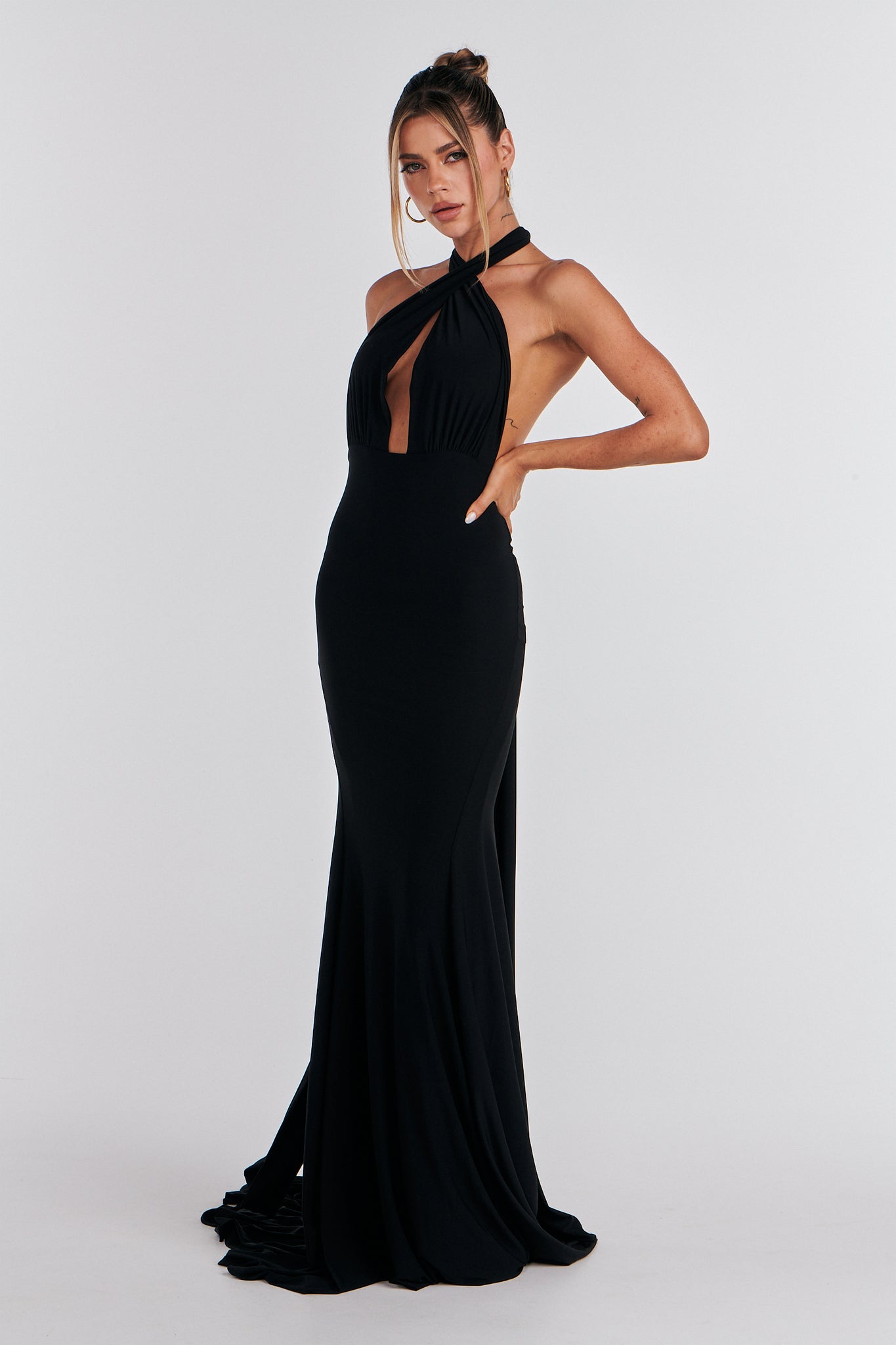 MÉLANI The Label ELIANA Black Multi Tie Backless Bridesmaid Formal Gown