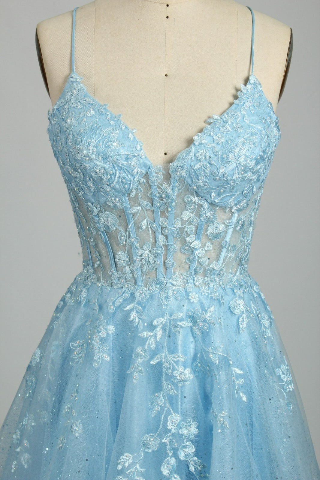 Honey Couture KAELA Lace & Mesh Feature Tulle Formal Dress