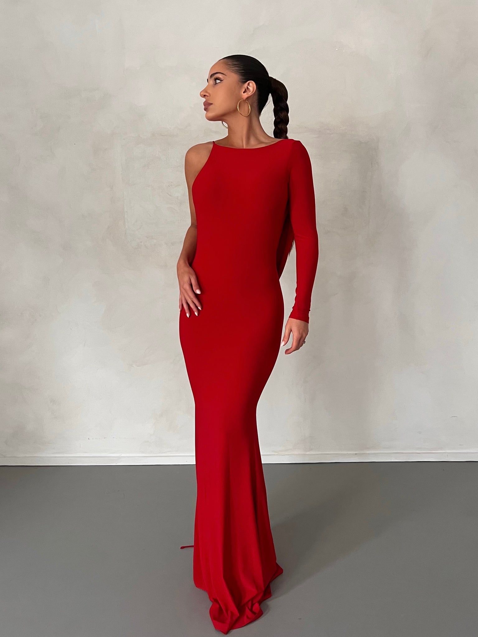 MÉLANI The Label EMILIA Red Reversible One Sleeve Dress