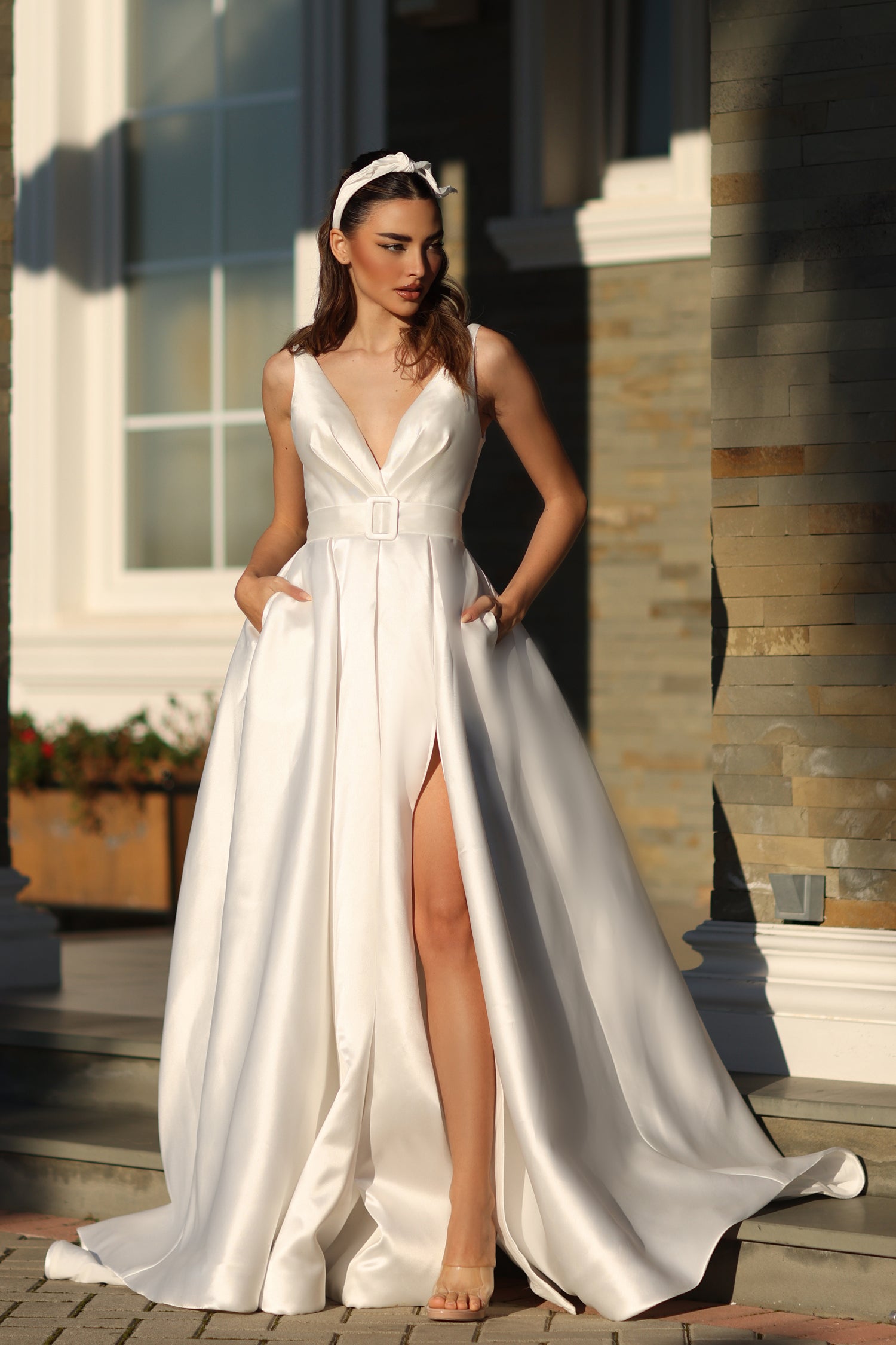 Tina Holly Couture BB209W Pure White Mikado Ball Gown Formal Dress