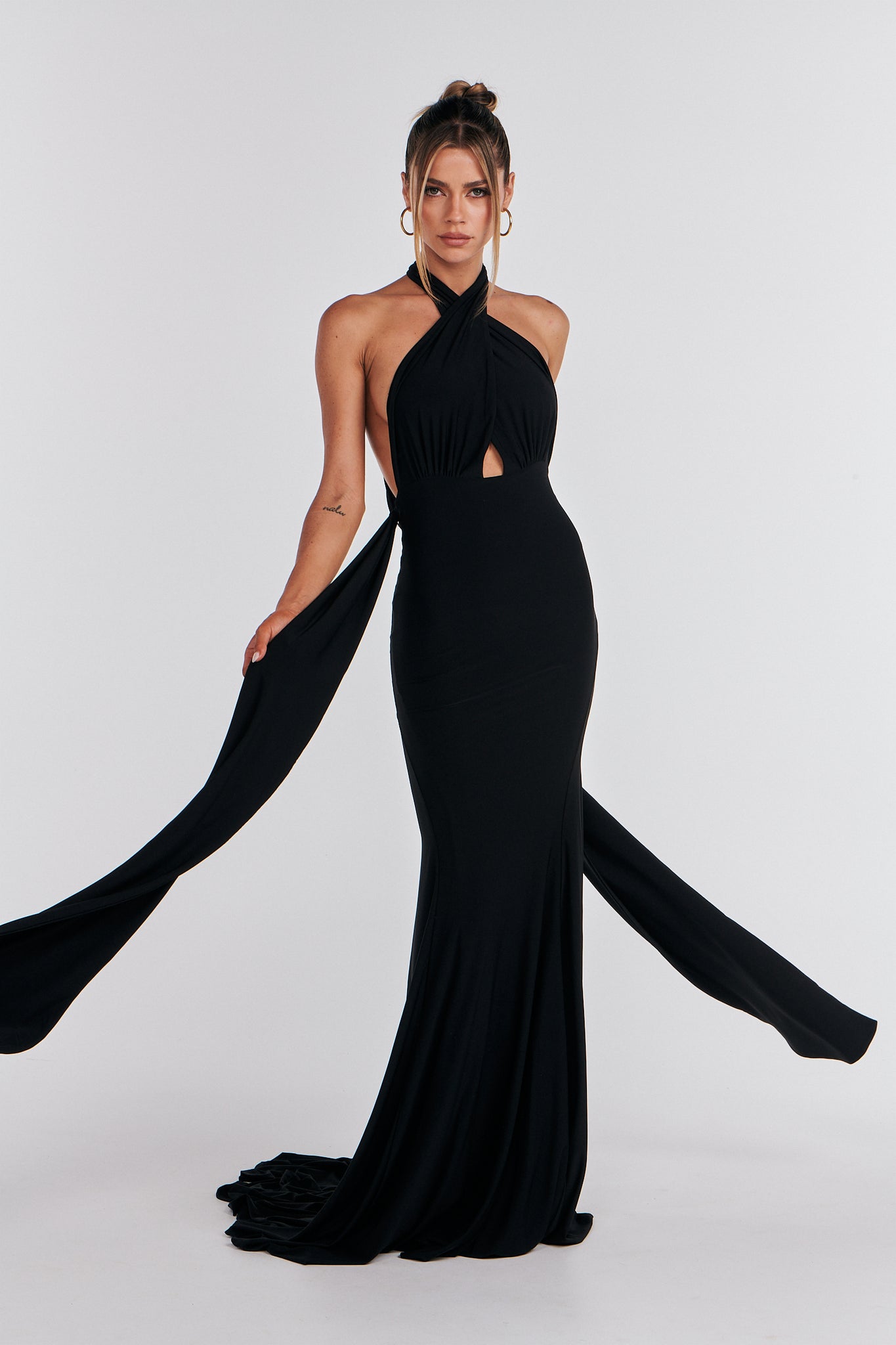 MÉLANI The Label ELIANA Black Multi Tie Backless Bridesmaid Formal Gown