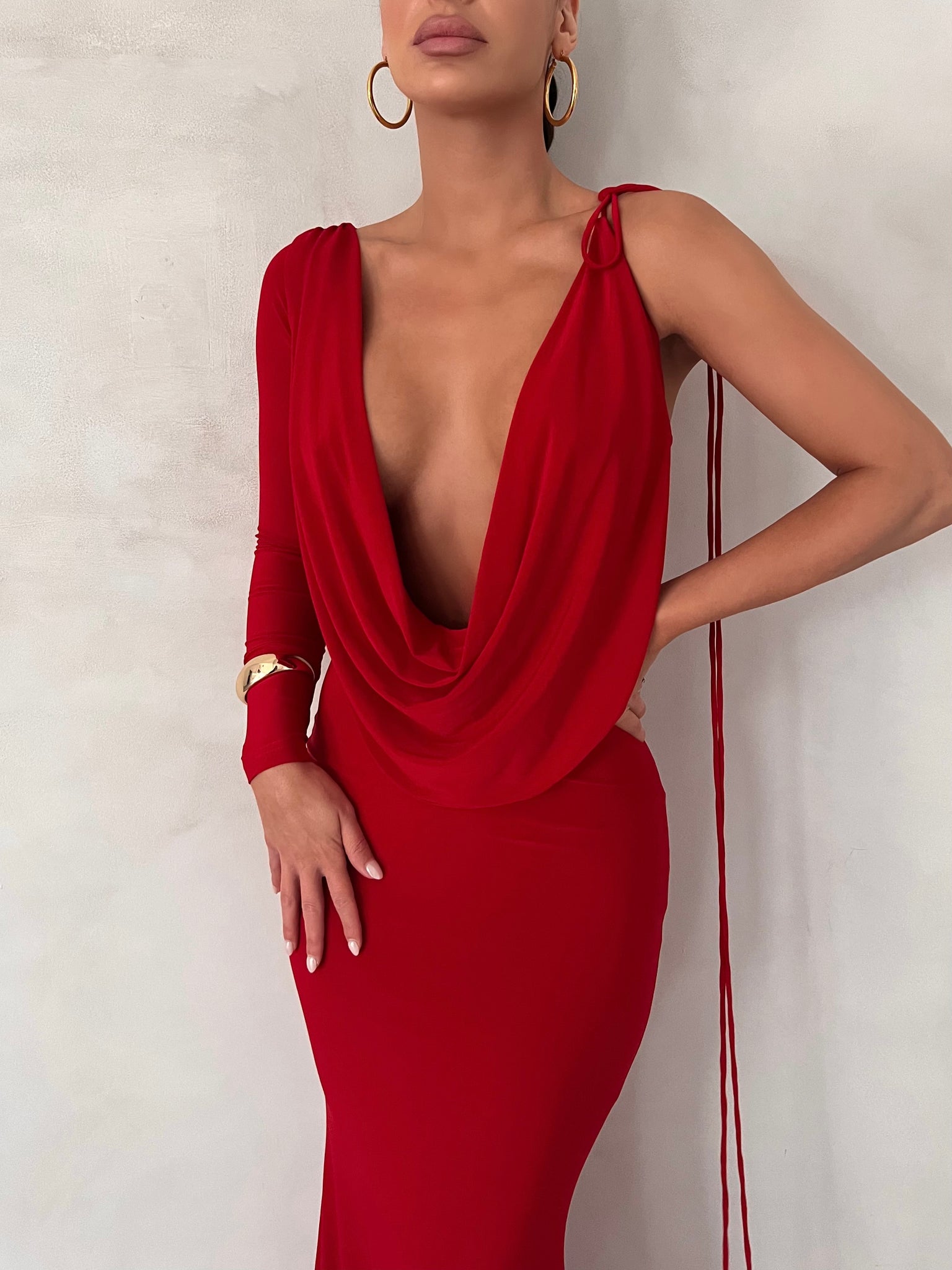 MÉLANI The Label EMILIA Red Reversible One Sleeve Dress