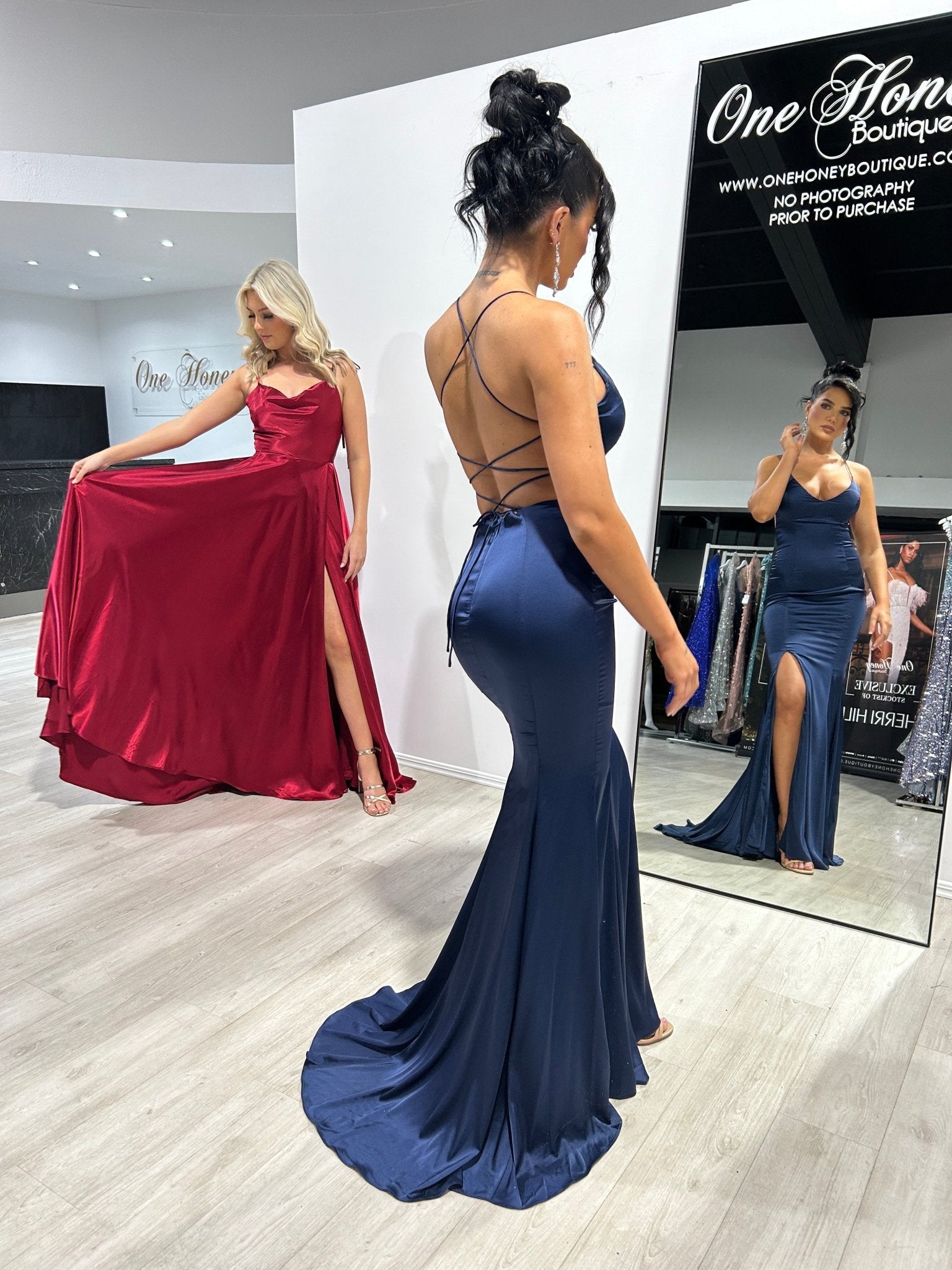 XENA Silky Tie Up A - Line Formal Bridesmaid & Formal Dress in Australia | One Honey Boutique