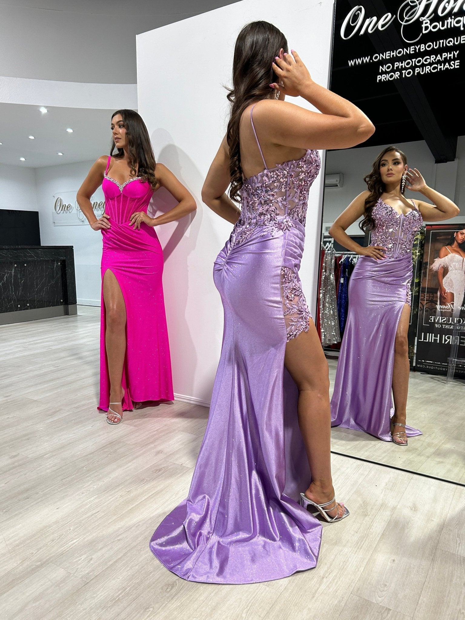 MALIA Diamante Embellished Stretch Glitter Corset Mermaid Formal Dress in Australia | One Honey Boutique