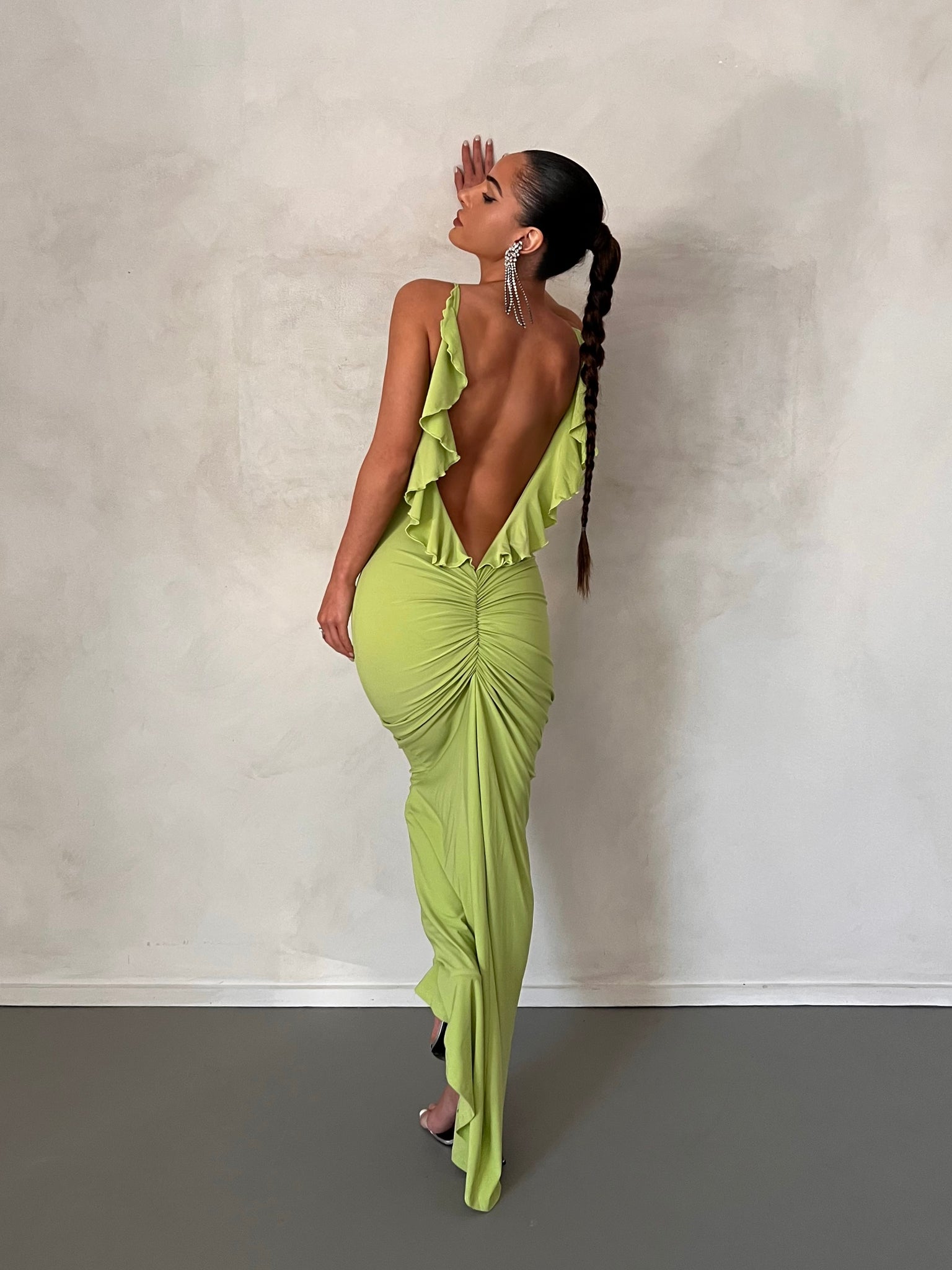 MÉLANI The Label BELLA Lime Low Back Midi Dress