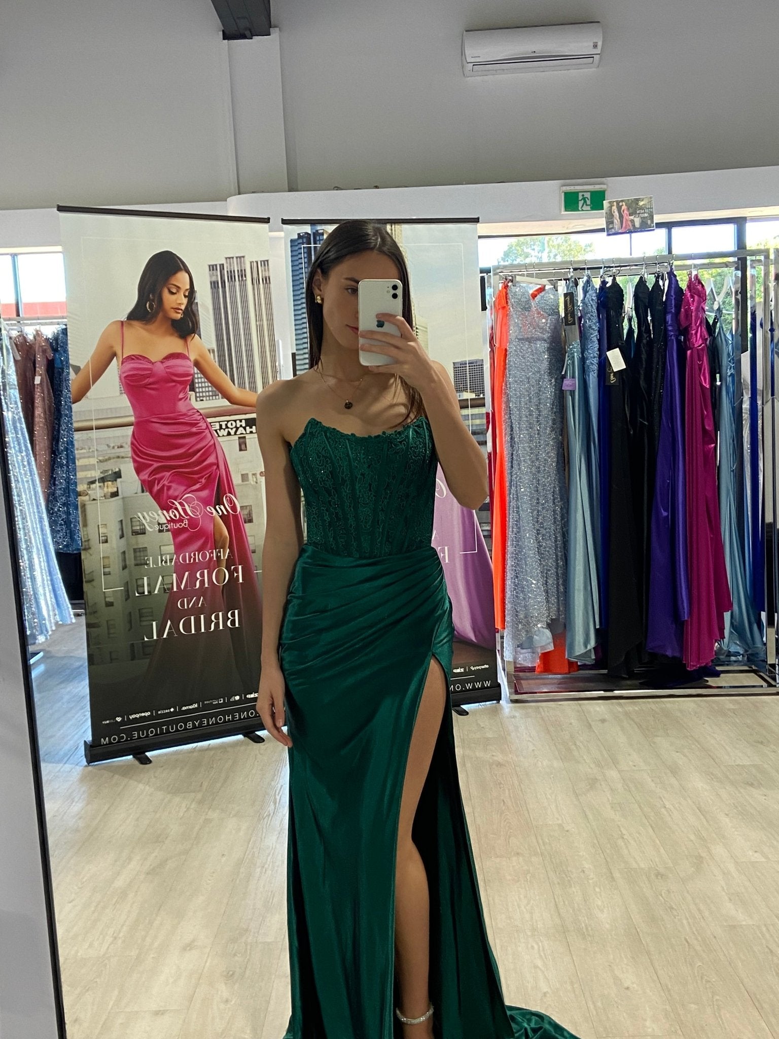 Honey Couture AUGUST Strapless Embellished Bustier Satin Mermaid Formal Dress in Australia | One Honey Boutique