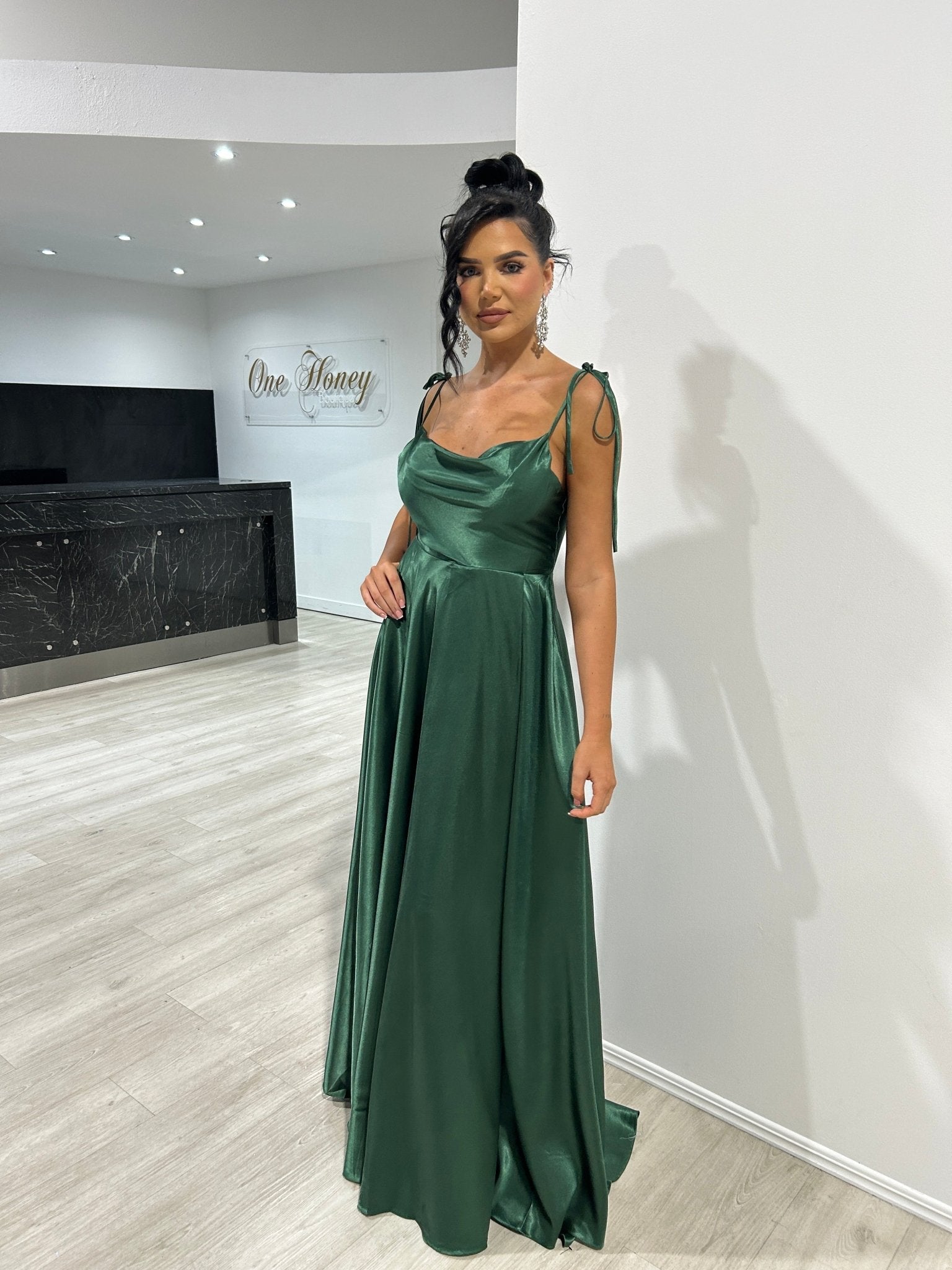 XENA Silky Tie Up A - Line Formal Bridesmaid & Formal Dress in Australia | One Honey Boutique