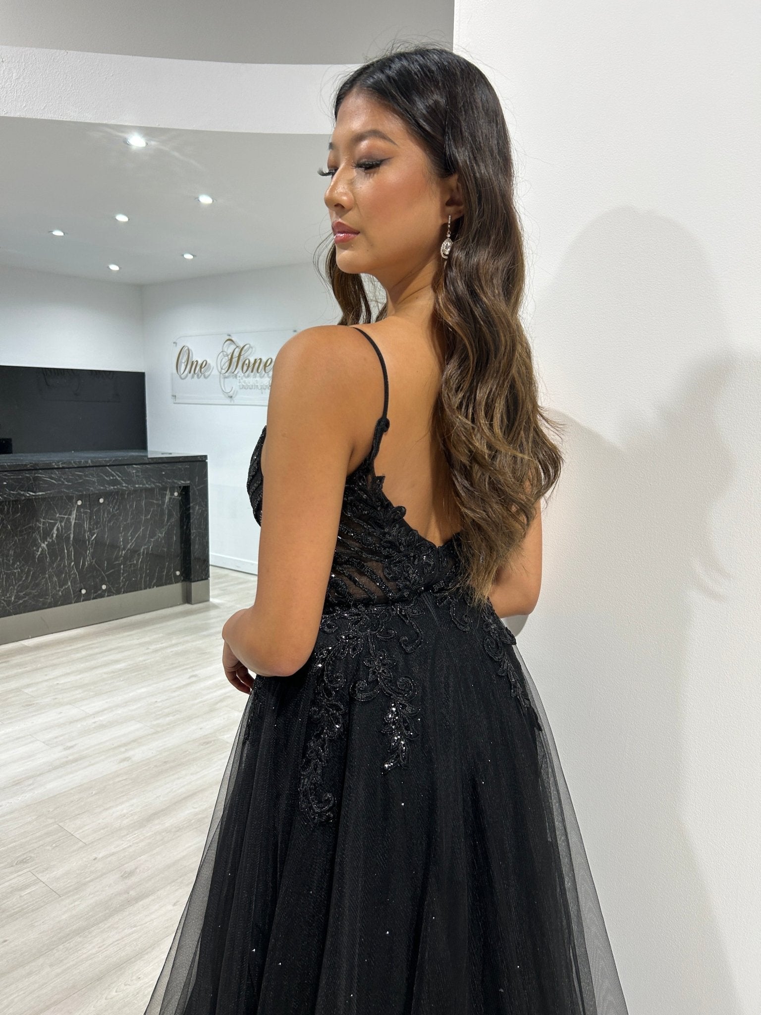 ADELA Tulle Diamante Feature Romantic A Line Formal Dress in Australia | One Honey Boutique