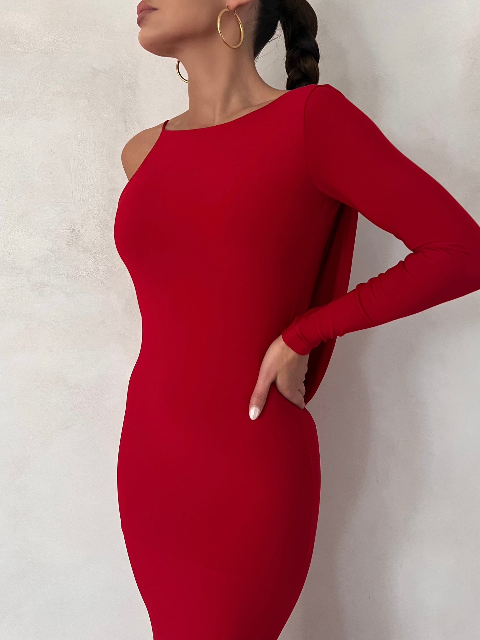 MÉLANI The Label EMILIA Red Reversible One Sleeve Dress