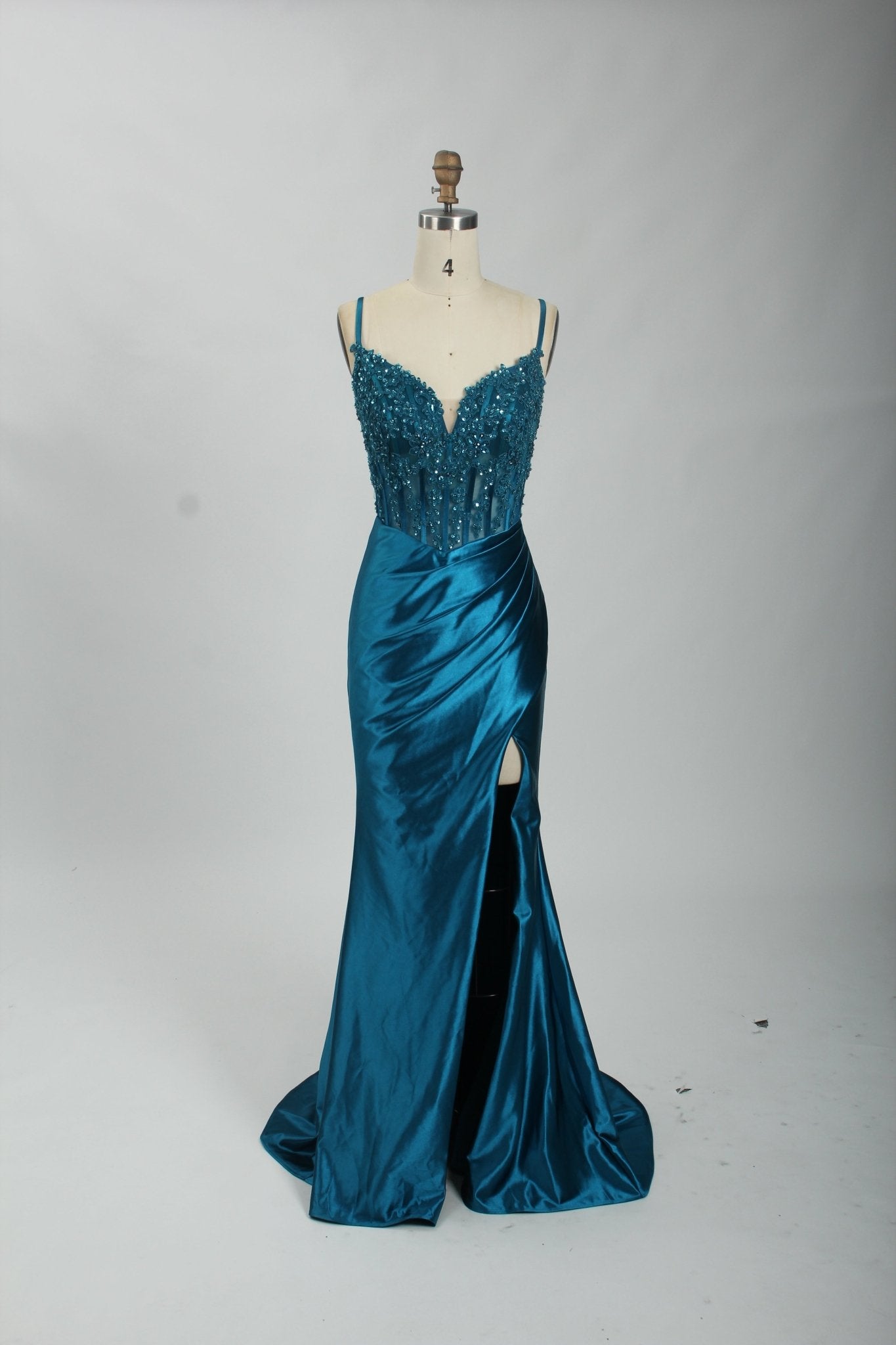 Honey Couture ALORA Embellished Bustier Corset Satin Mermaid Formal Dress in Australia | One Honey Boutique