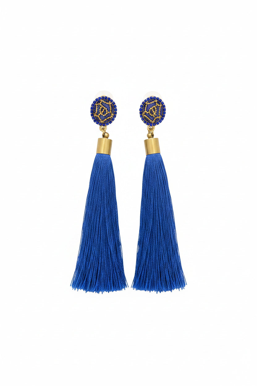 Honey Couture SANTORINI Statement Tassel Drop Earrings