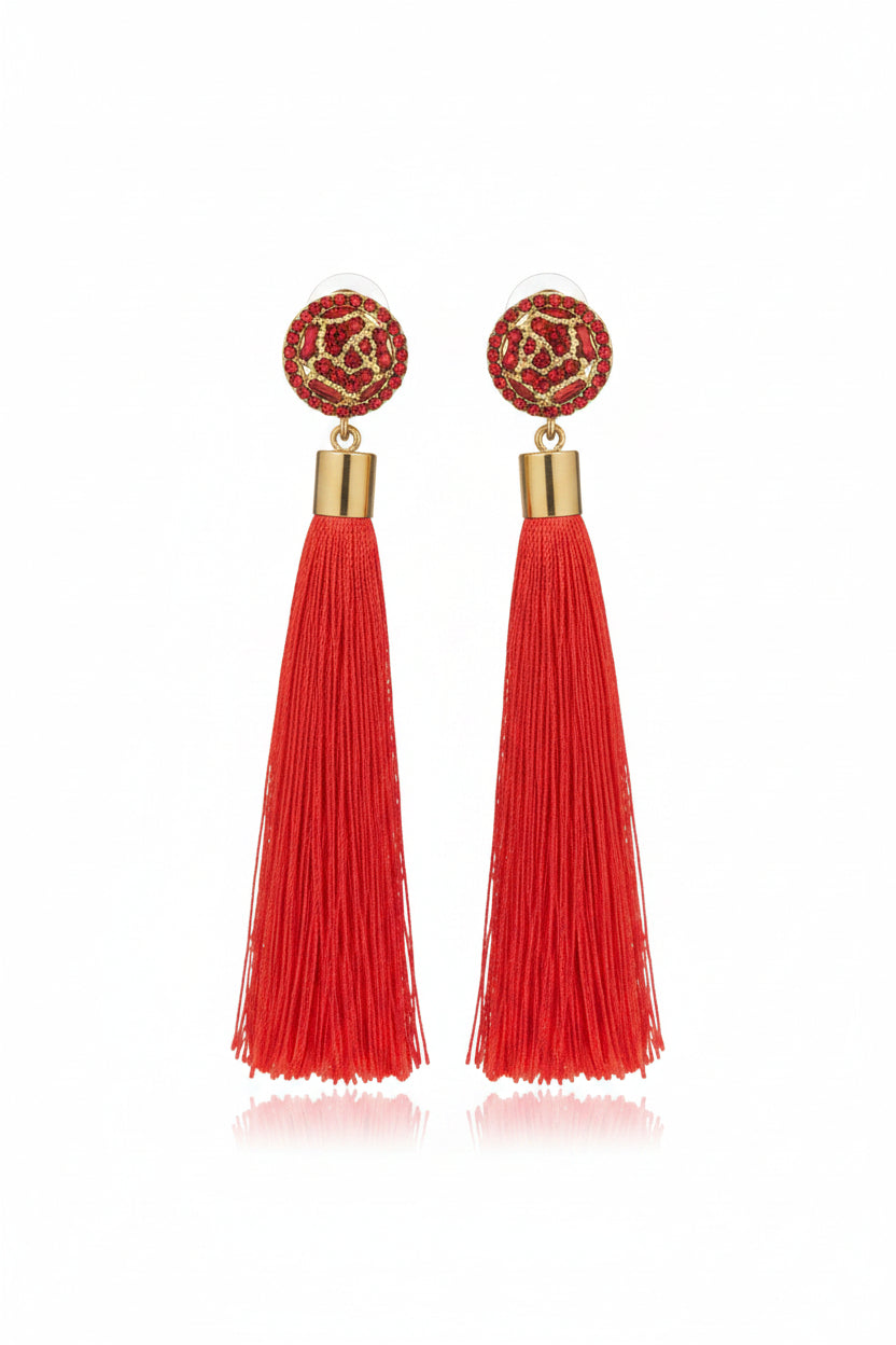 Honey Couture SANTORINI Statement Tassel Drop Earrings