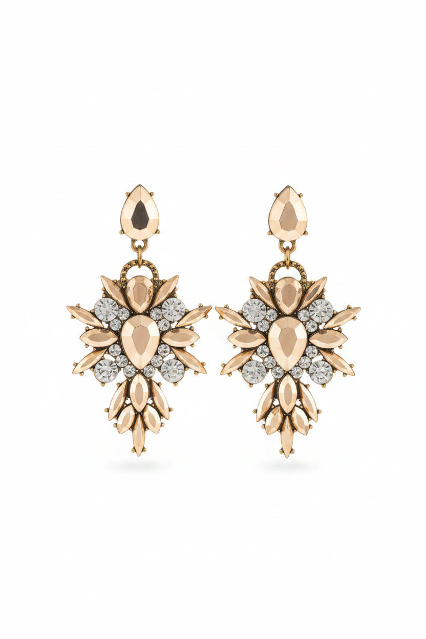 Honey Couture CELESTE Crystal Starburst Statement Drop Earrings