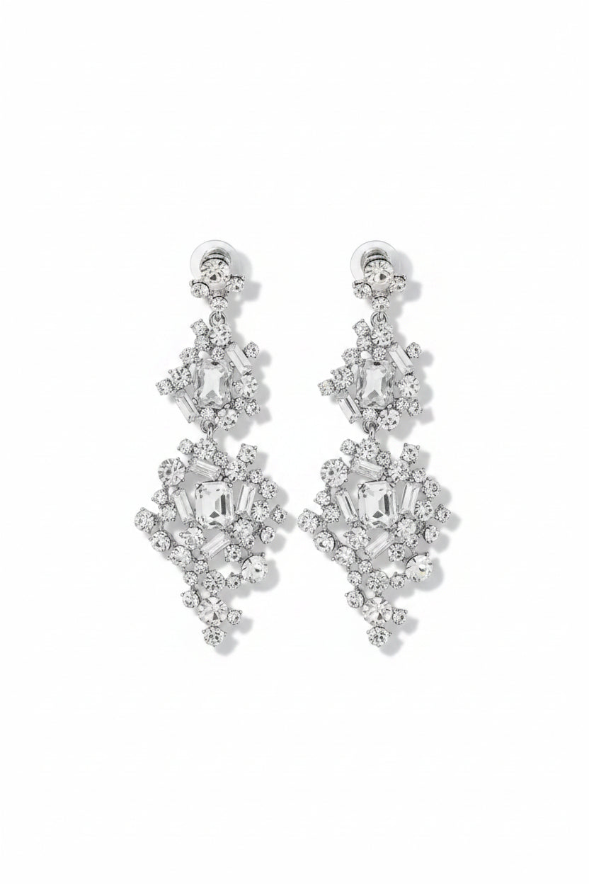 Honey Couture ELYSIA Crystal Bridal Chandelier Statement Earrings