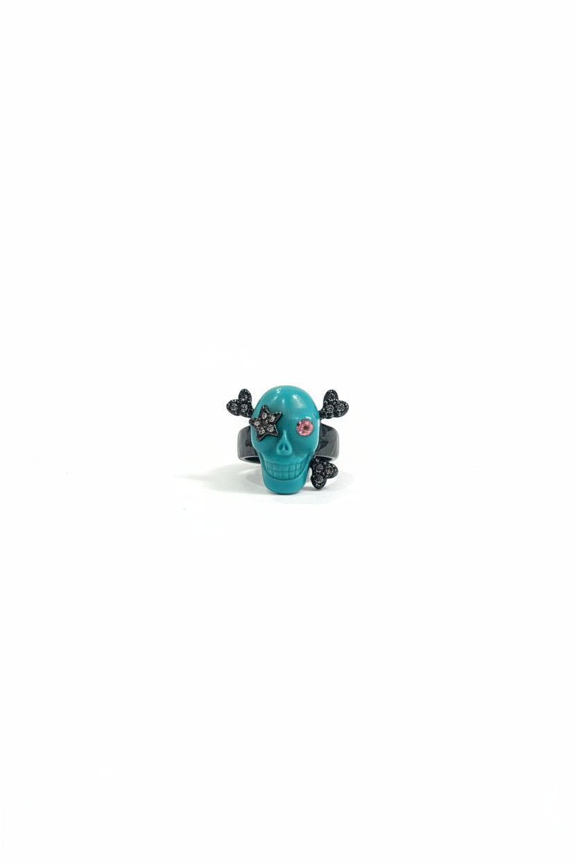 WILDFOX CALAVERA Turquoise Skull Statement Ring