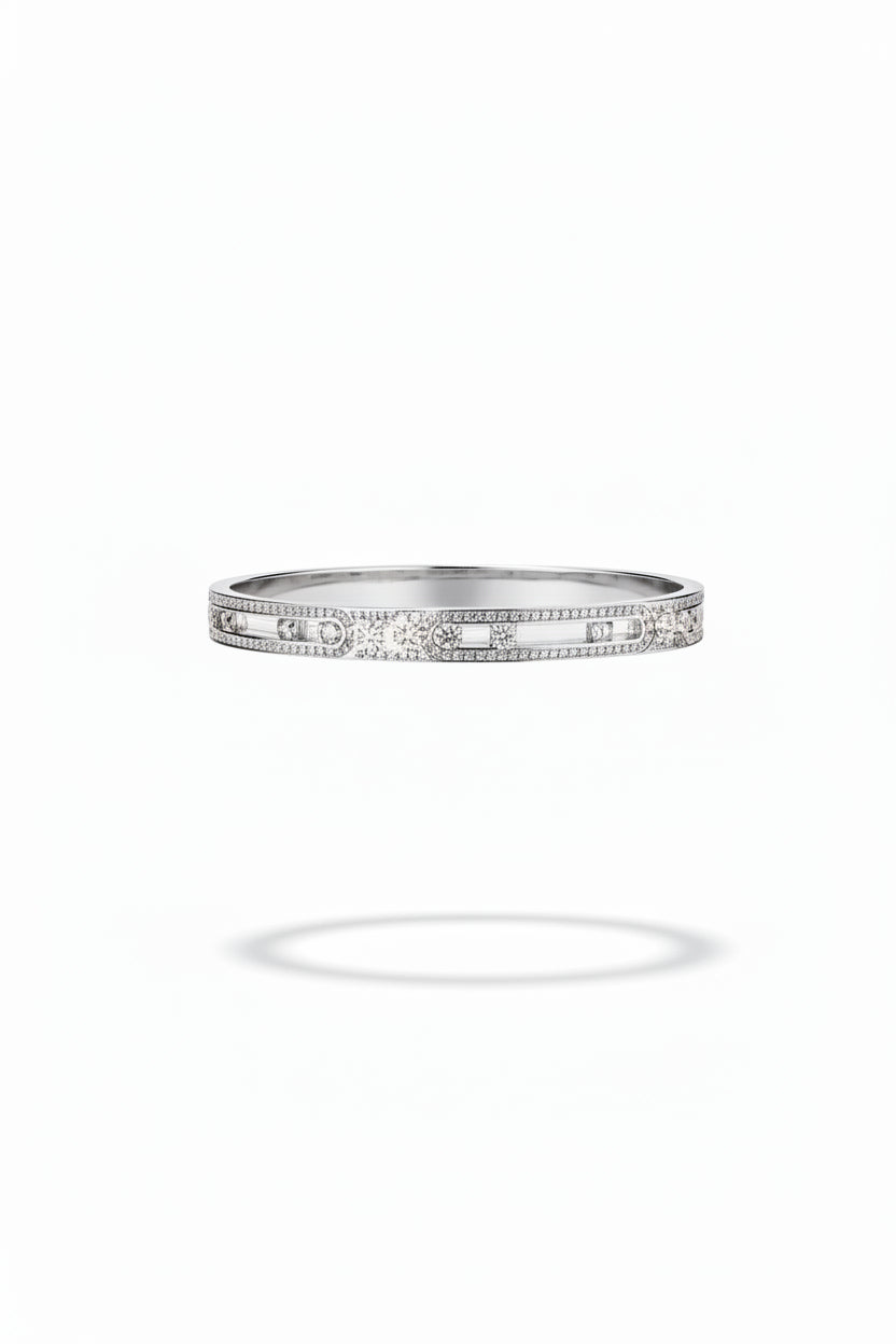Silver Crystal Screw Cuff Bracelet Designer Inspired Jewellery