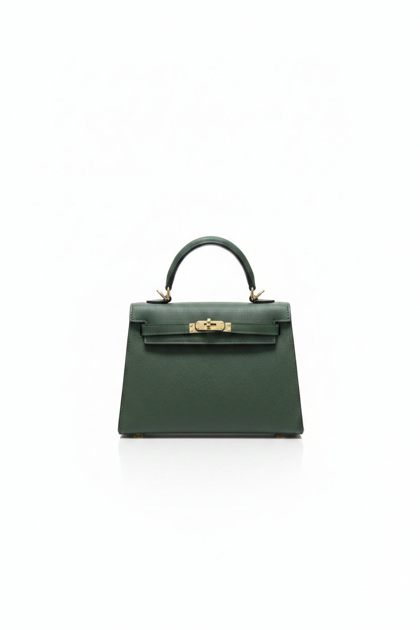 Honey Couture VERONA Forest Green Structured Faux Leather Mini Handbag