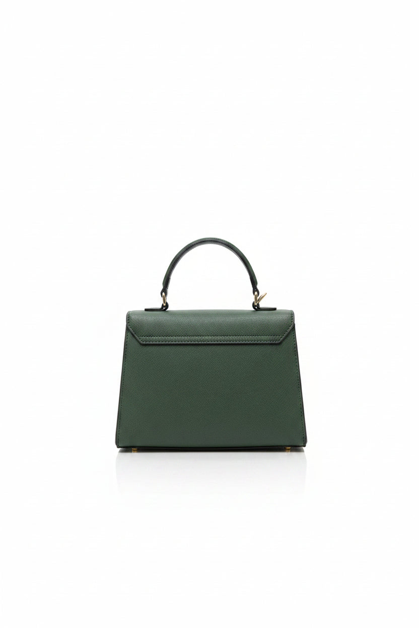 Honey Couture VERONA Forest Green Structured Faux Leather Mini Handbag