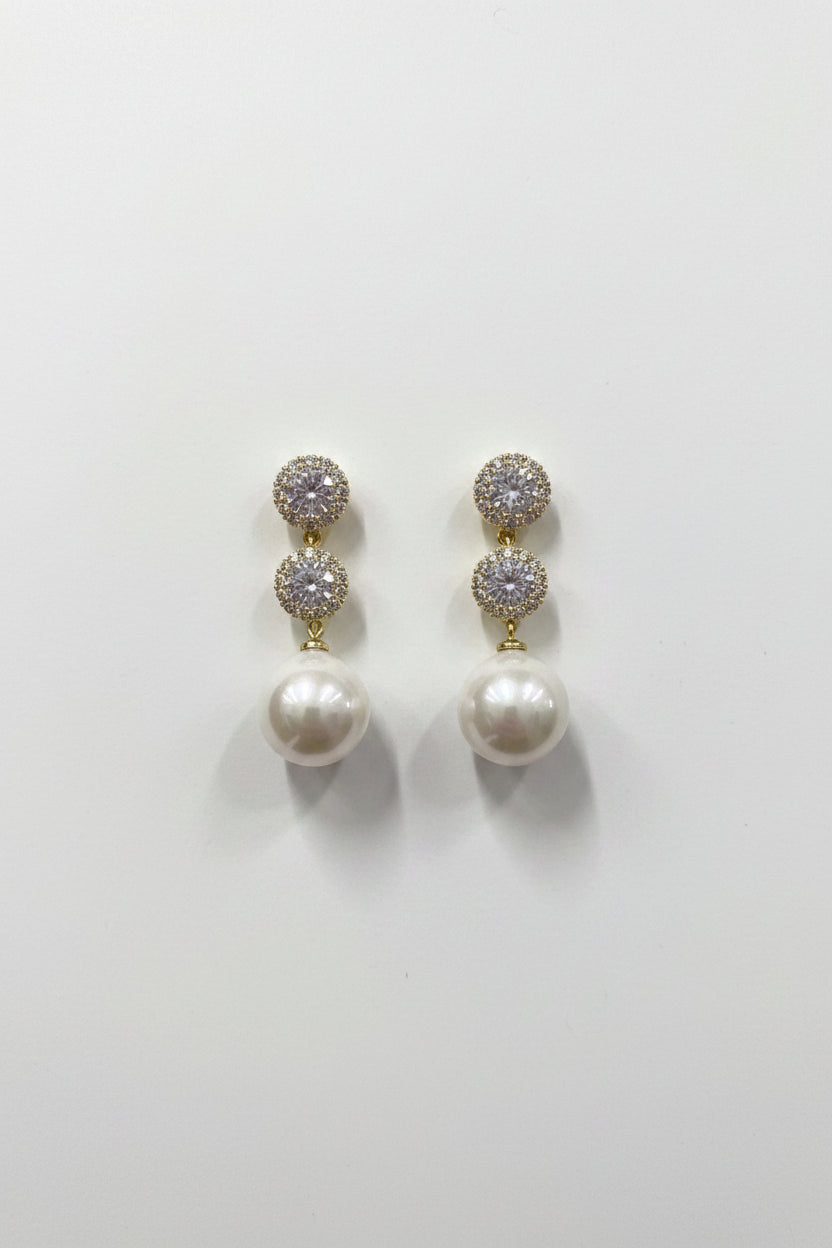 Gregory Ladner Crystal Duo Faux Pearl Drop Earrings