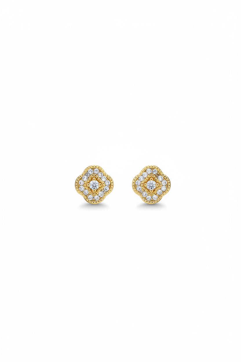 Gregory Ladner Gold Crystal Geometric Halo Stud Earrings