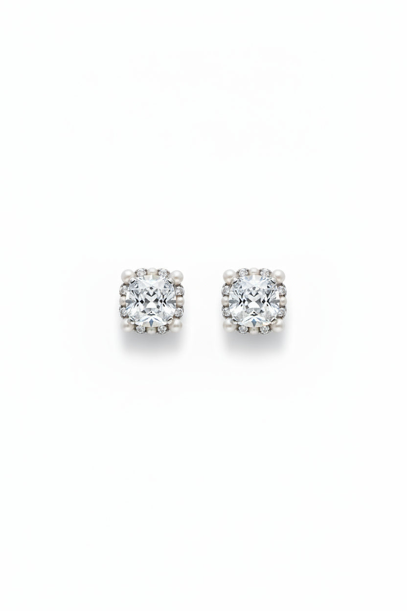 Gregory Ladner Smoky Crystal Pearl Halo Stud Earrings