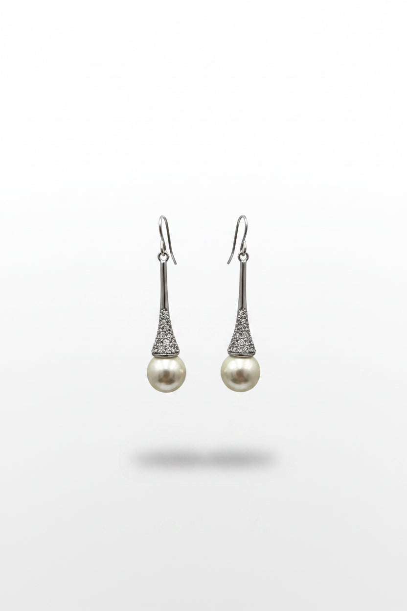 Gregory Ladner Crystal Cone Pearl Drop Earrings