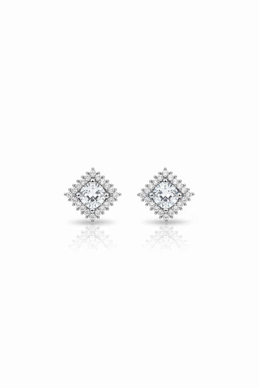 Gregory Ladner Silver Crystal Starburst Stud Earrings
