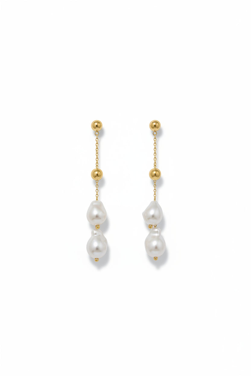 Gregory Ladner Gold Multi Pearl Chain Drop Earrings