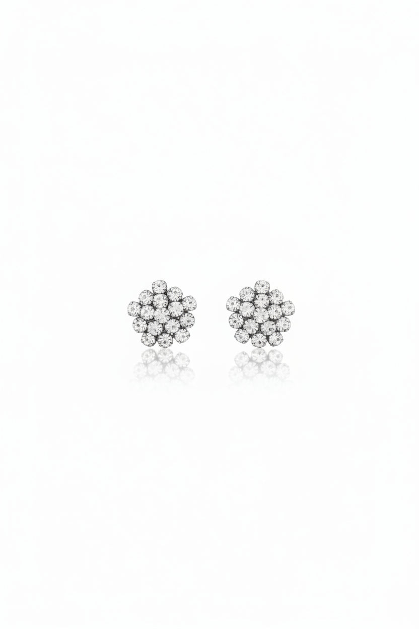 Gregory Ladner Silver Crystal Cluster Stud Earrings