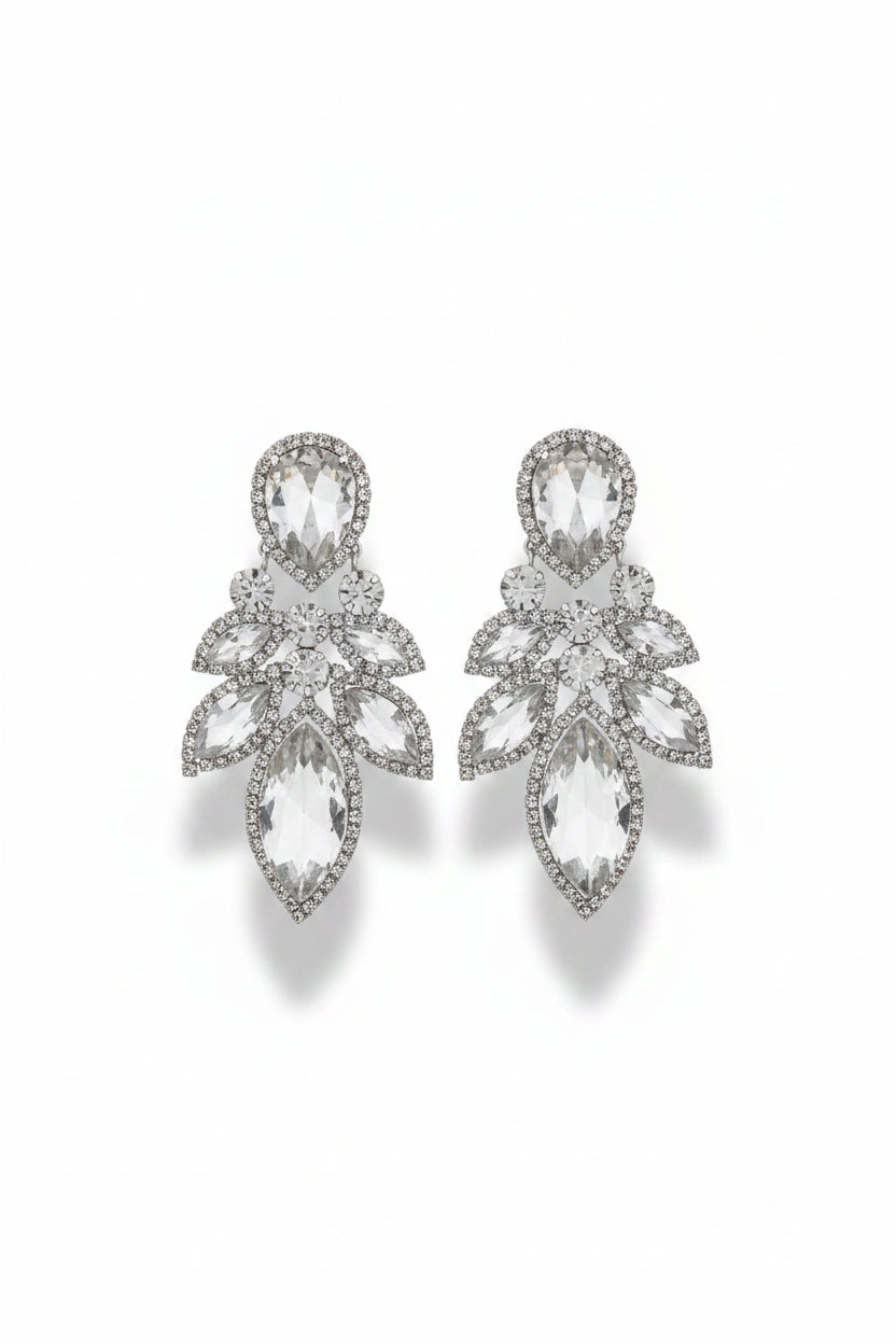 Gregory Ladner Silver Crystal Statement Chandelier Earrings